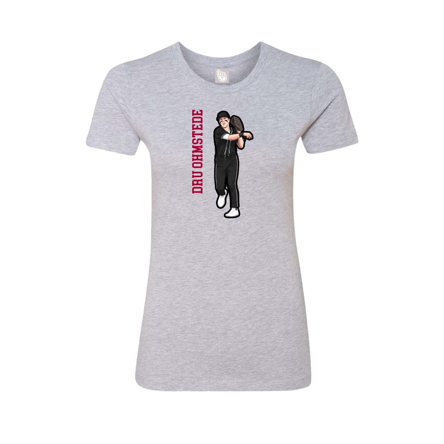 Fitted Women's Tee — Name Vertical in Grey