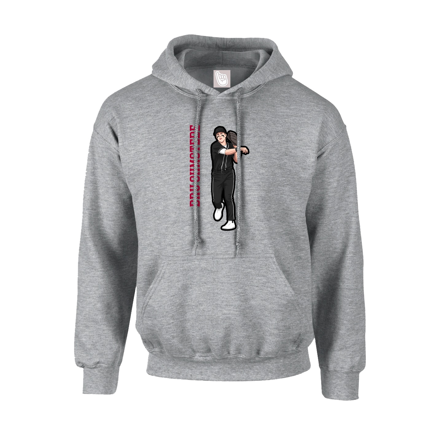 Hoodie — Name Vertical in Grey