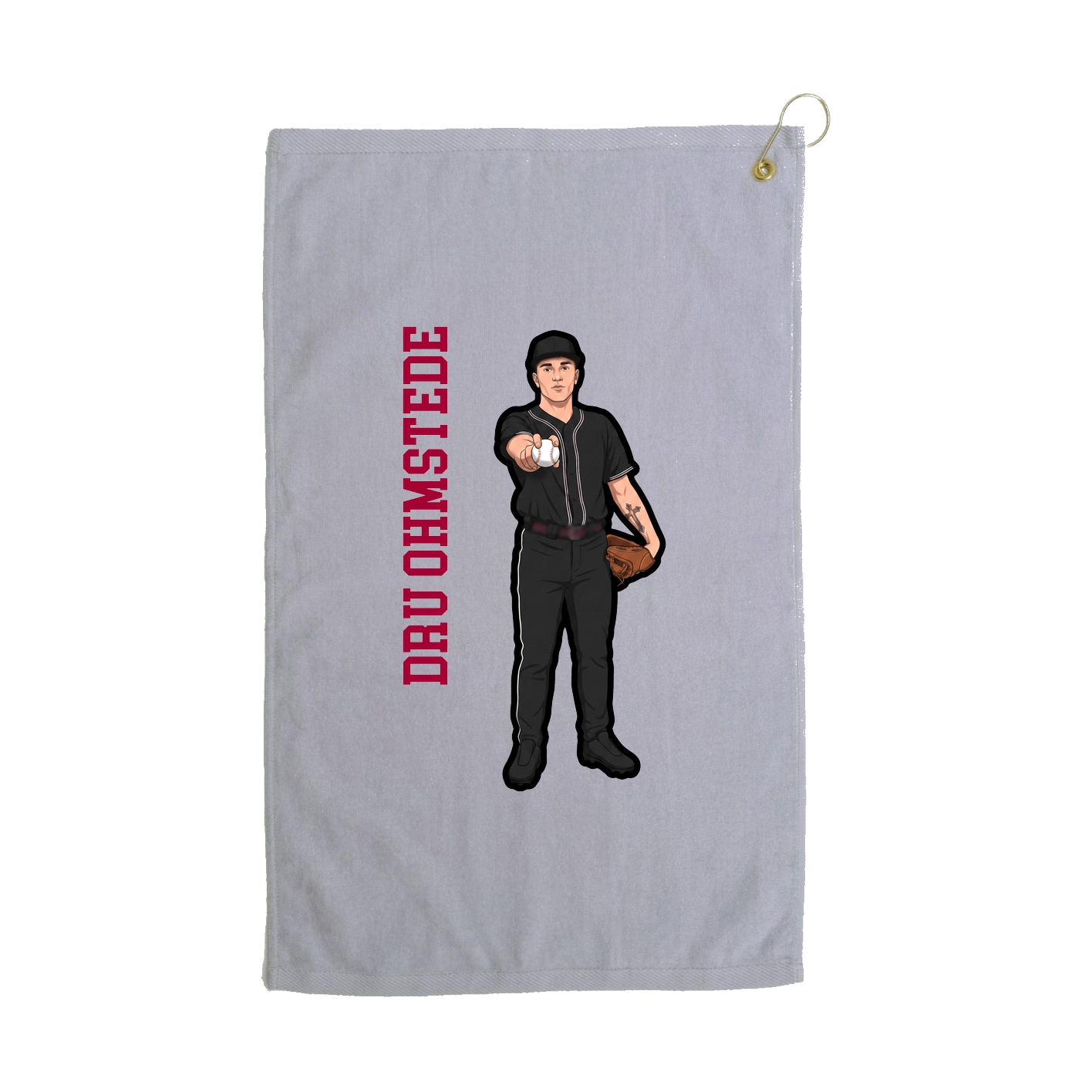 Golf Towel — Name Vertical in Grey