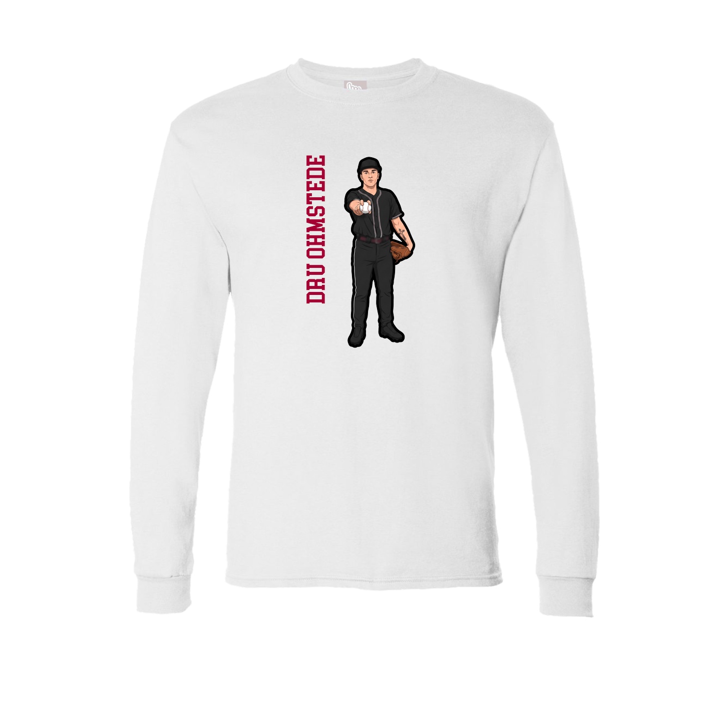 Long Sleeve Tee — Name Vertical in White