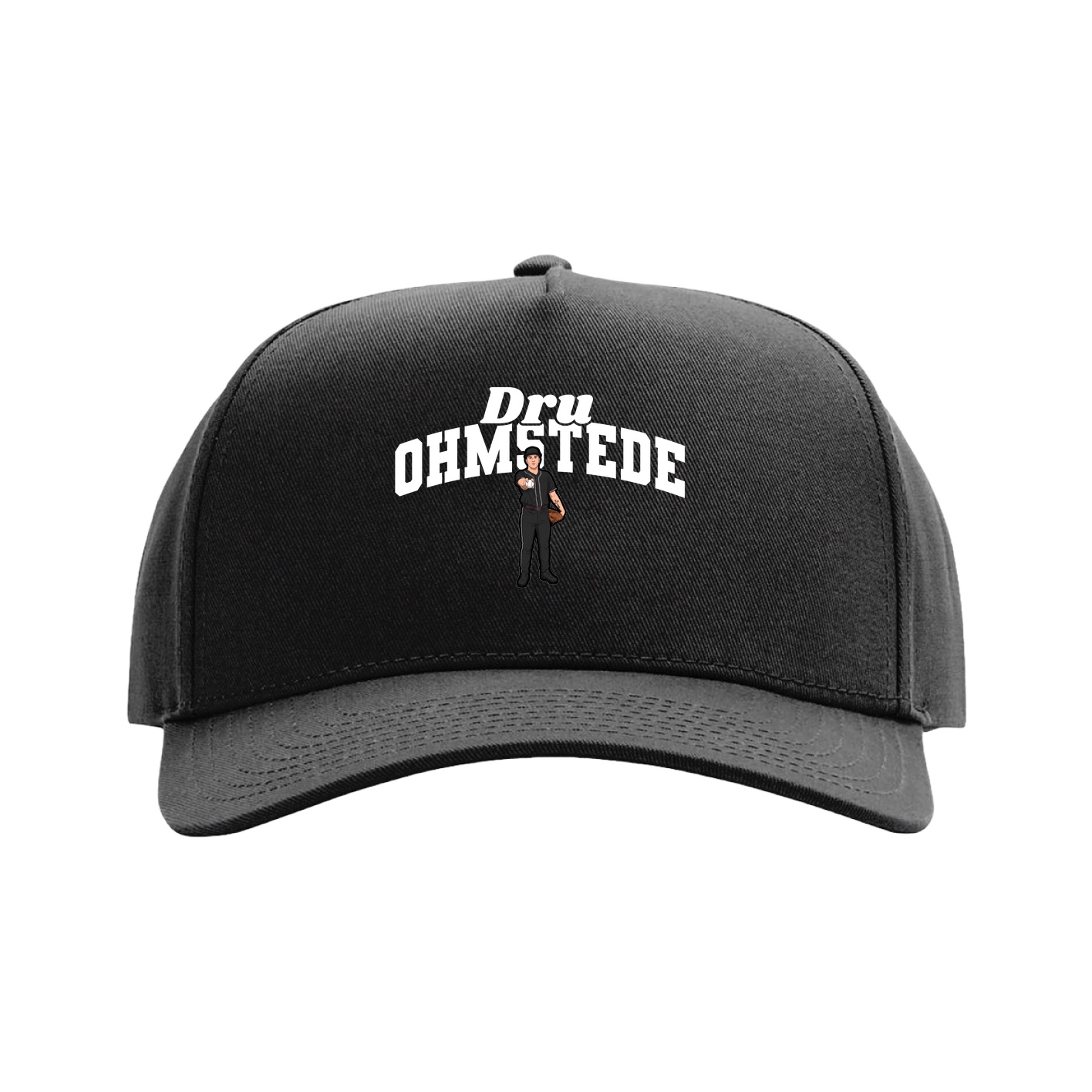 Full Fabric Five-Panel Champ Cap — Signature Arch in Black
