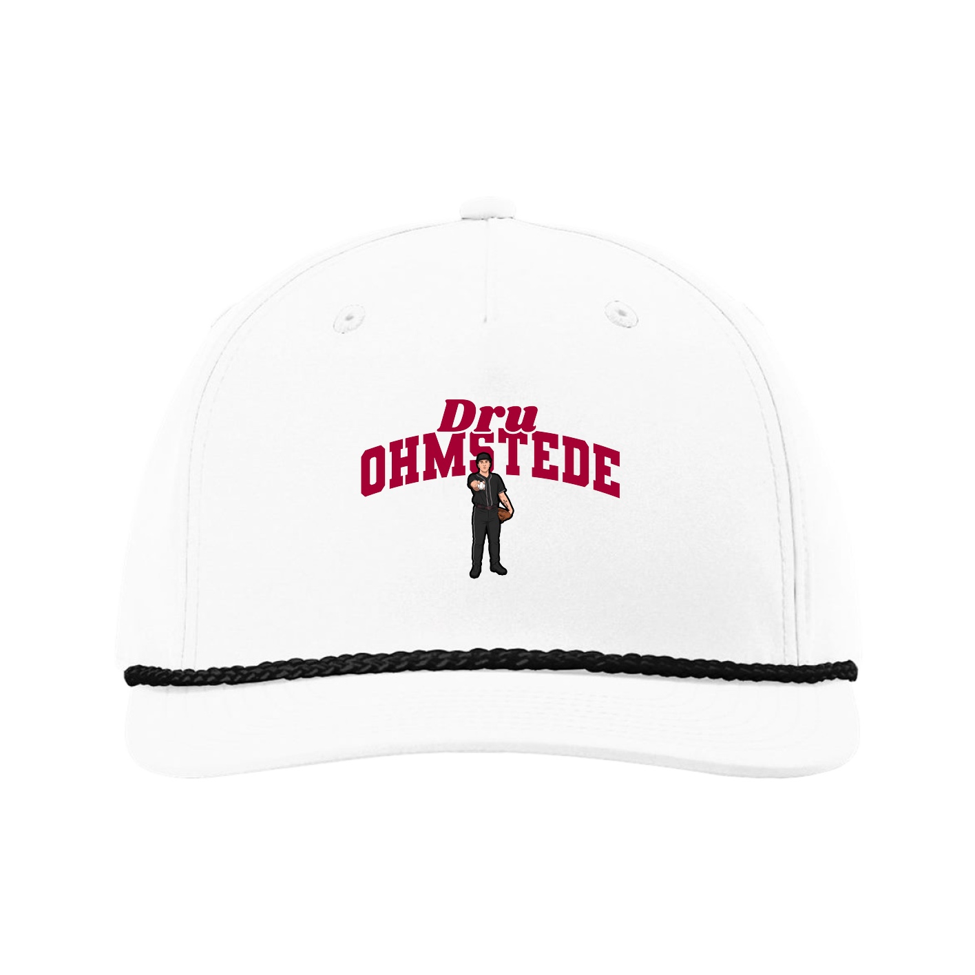 Five-Panel Classic Rope Cap — Signature Arch in White