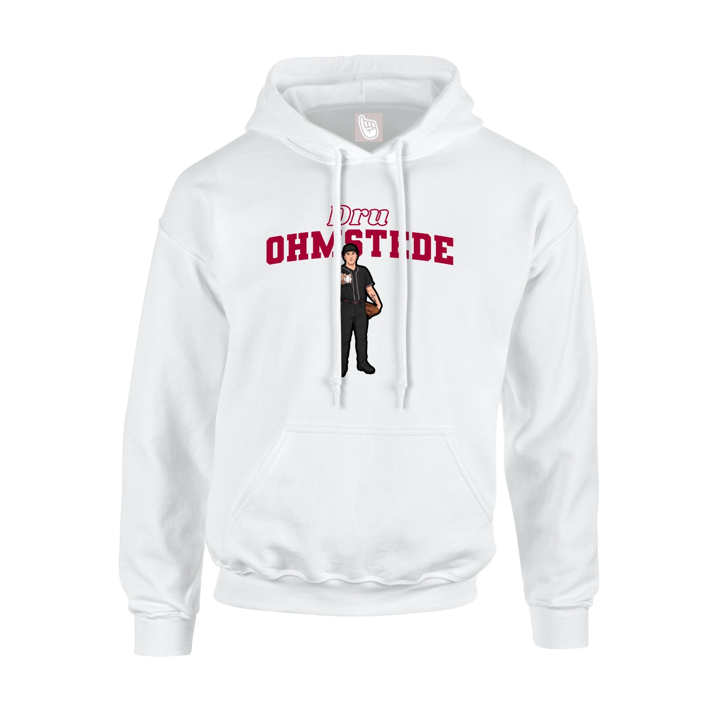 Youth Hoodie — Name Arch in White