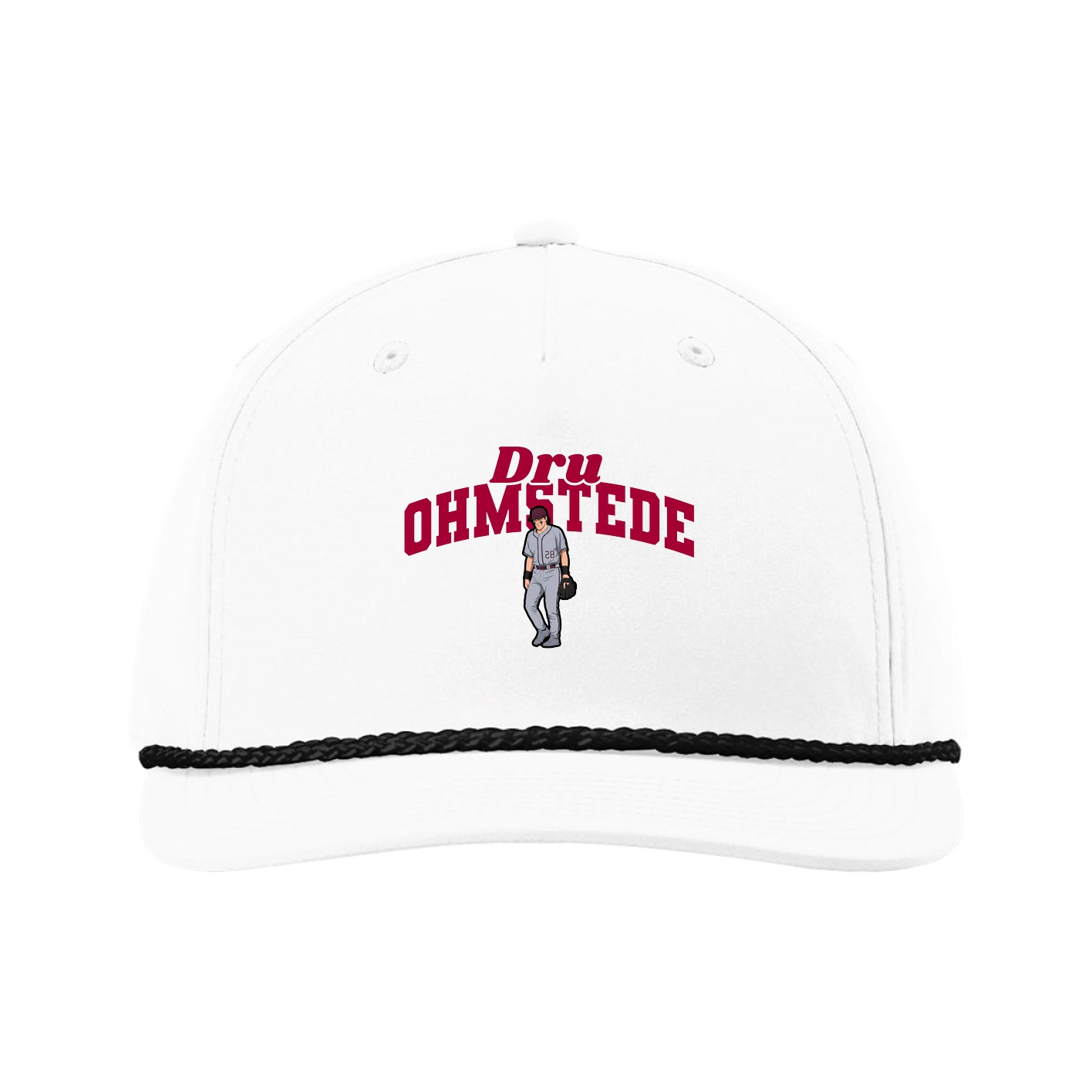 Five-Panel Classic Rope Cap — Signature Arch in White