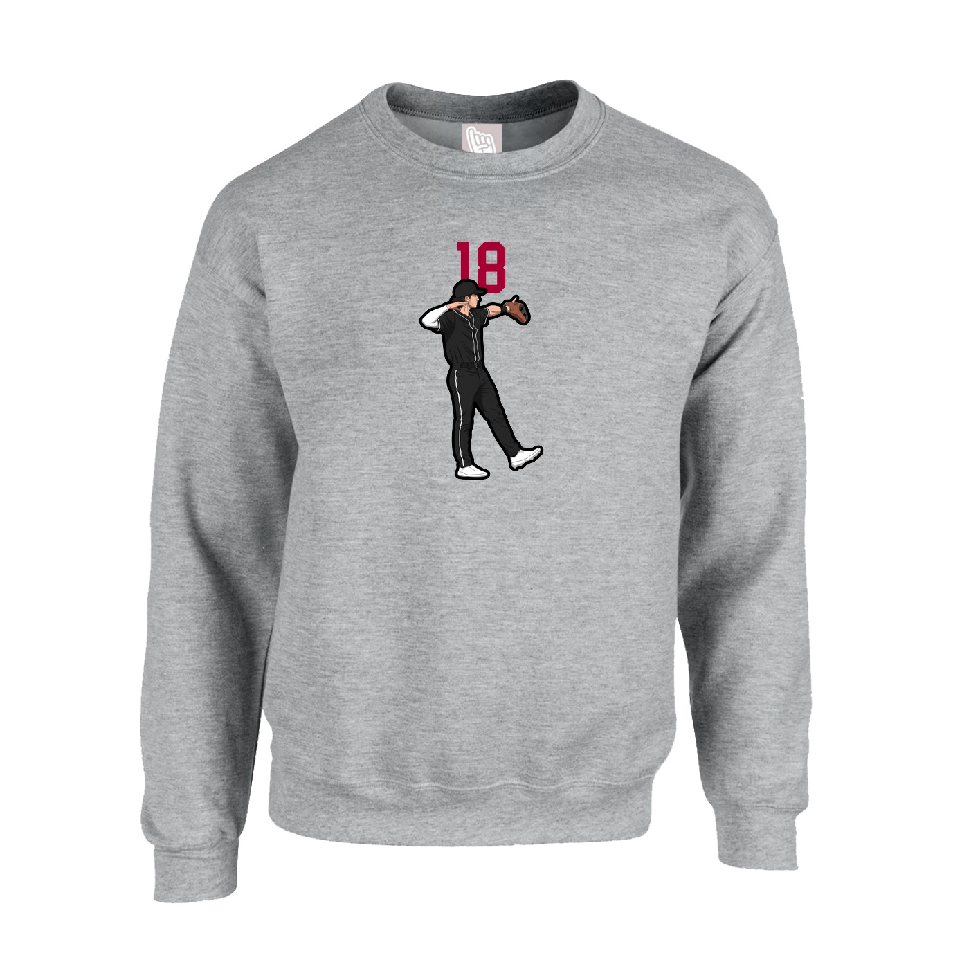 Fleece Crew — Number Top in Grey