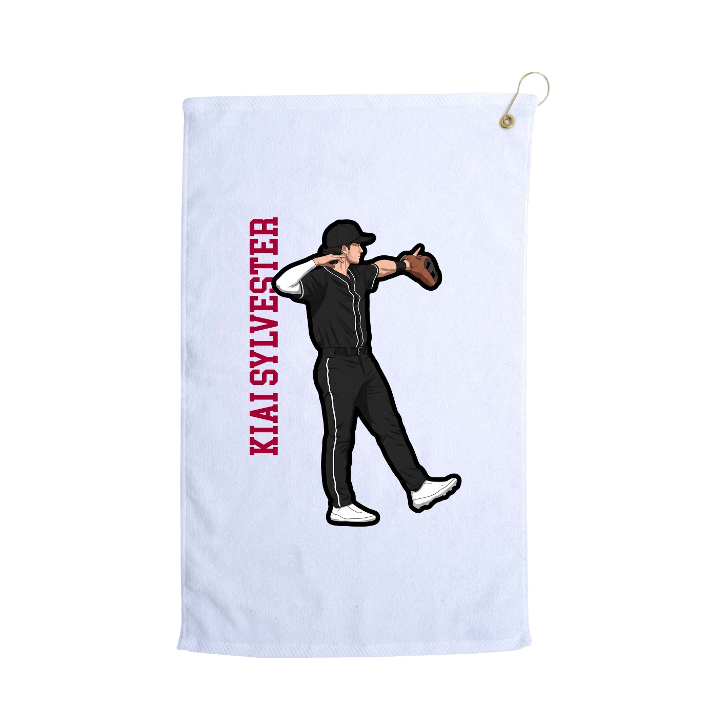 Golf Towel — Name Vertical in White
