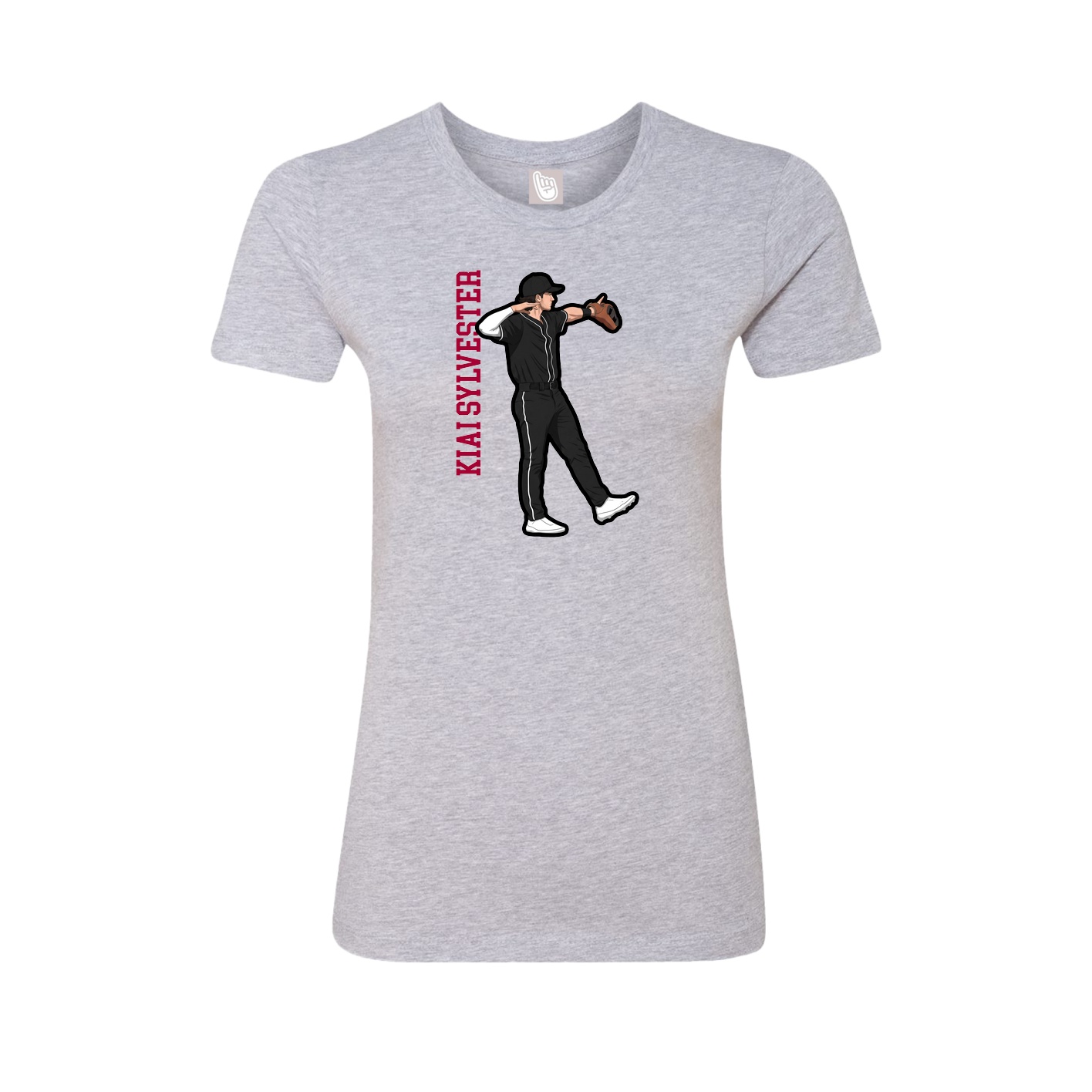 Fitted Women's Tee — Name Vertical in Grey