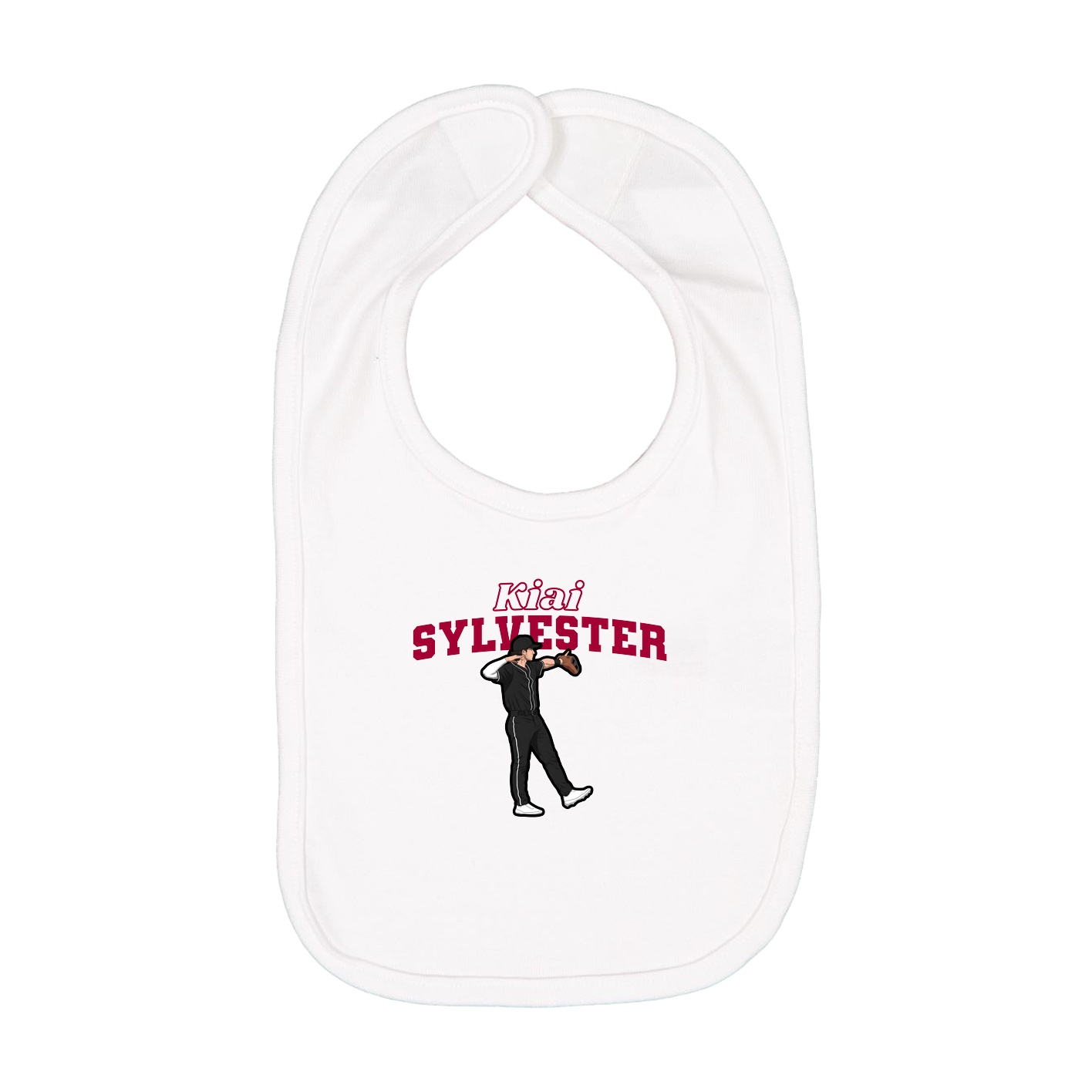 Infant Bib — Name Arch in White