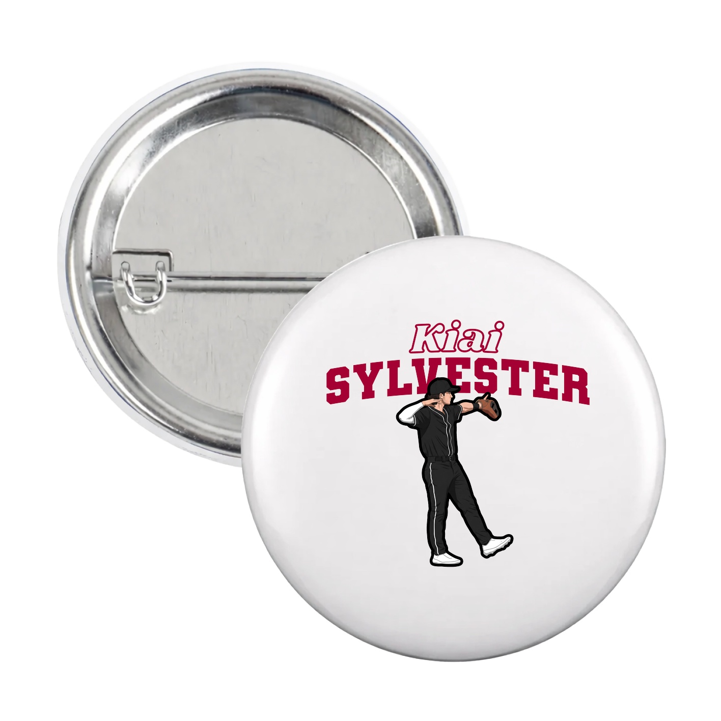 Game Day Button — Name Arch in White
