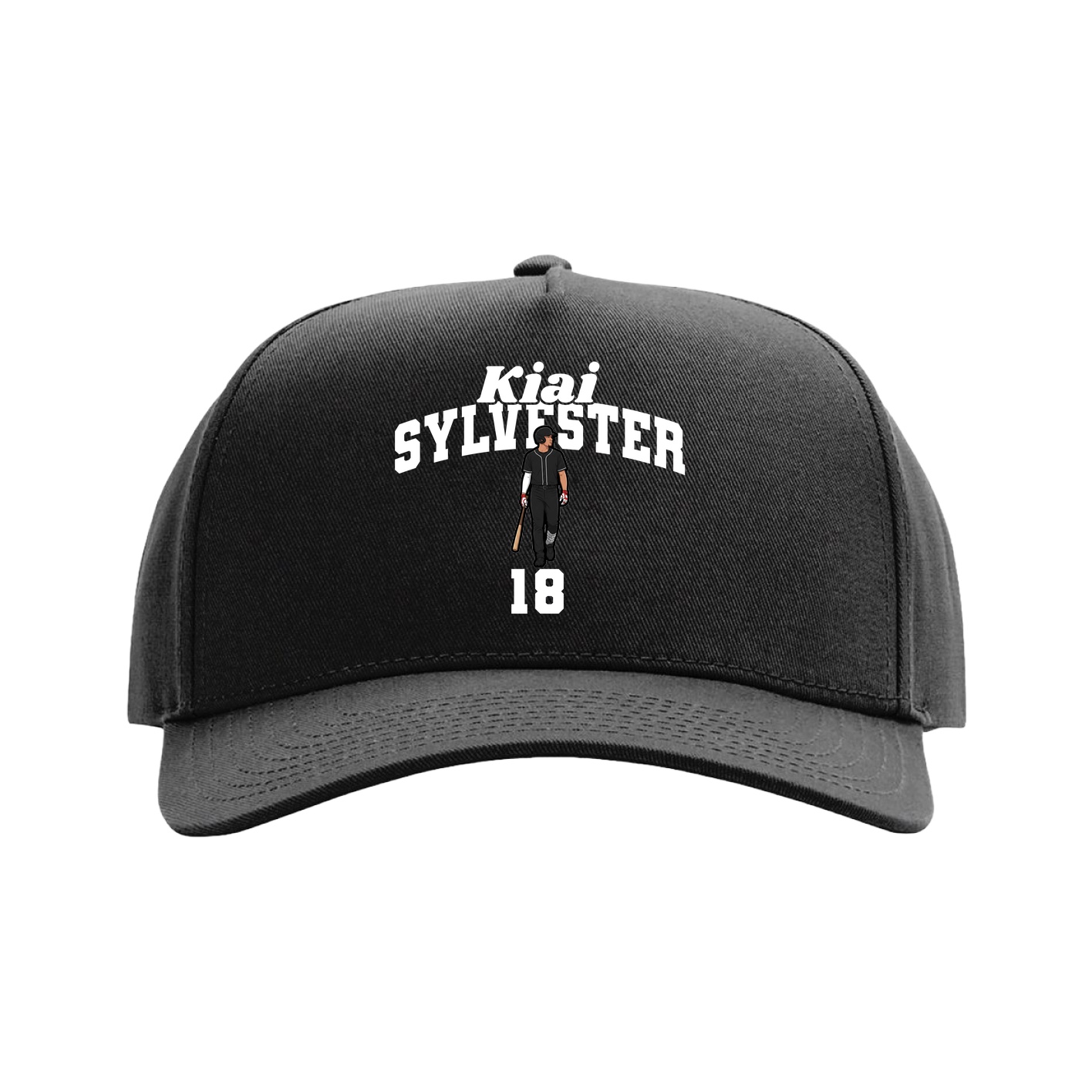 Full Fabric Five-Panel Champ Cap — Signature Arch in Black