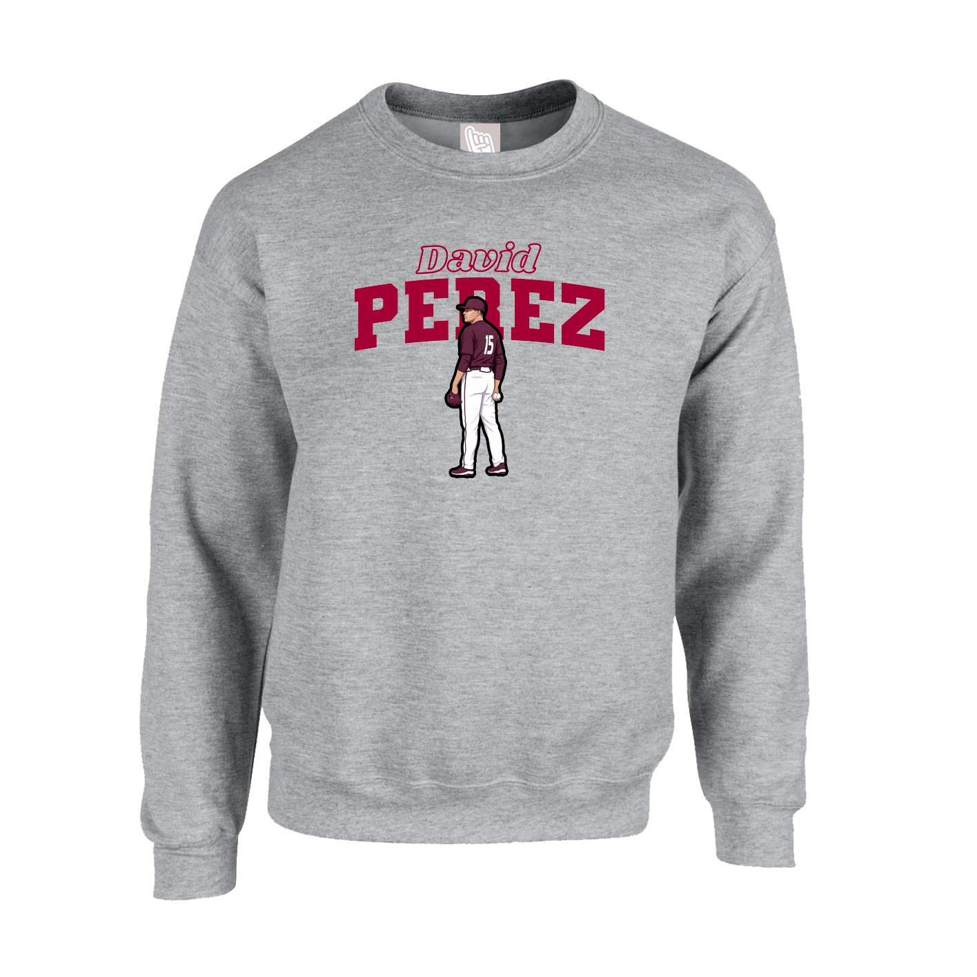 Fleece Crew — Name Arch in Grey