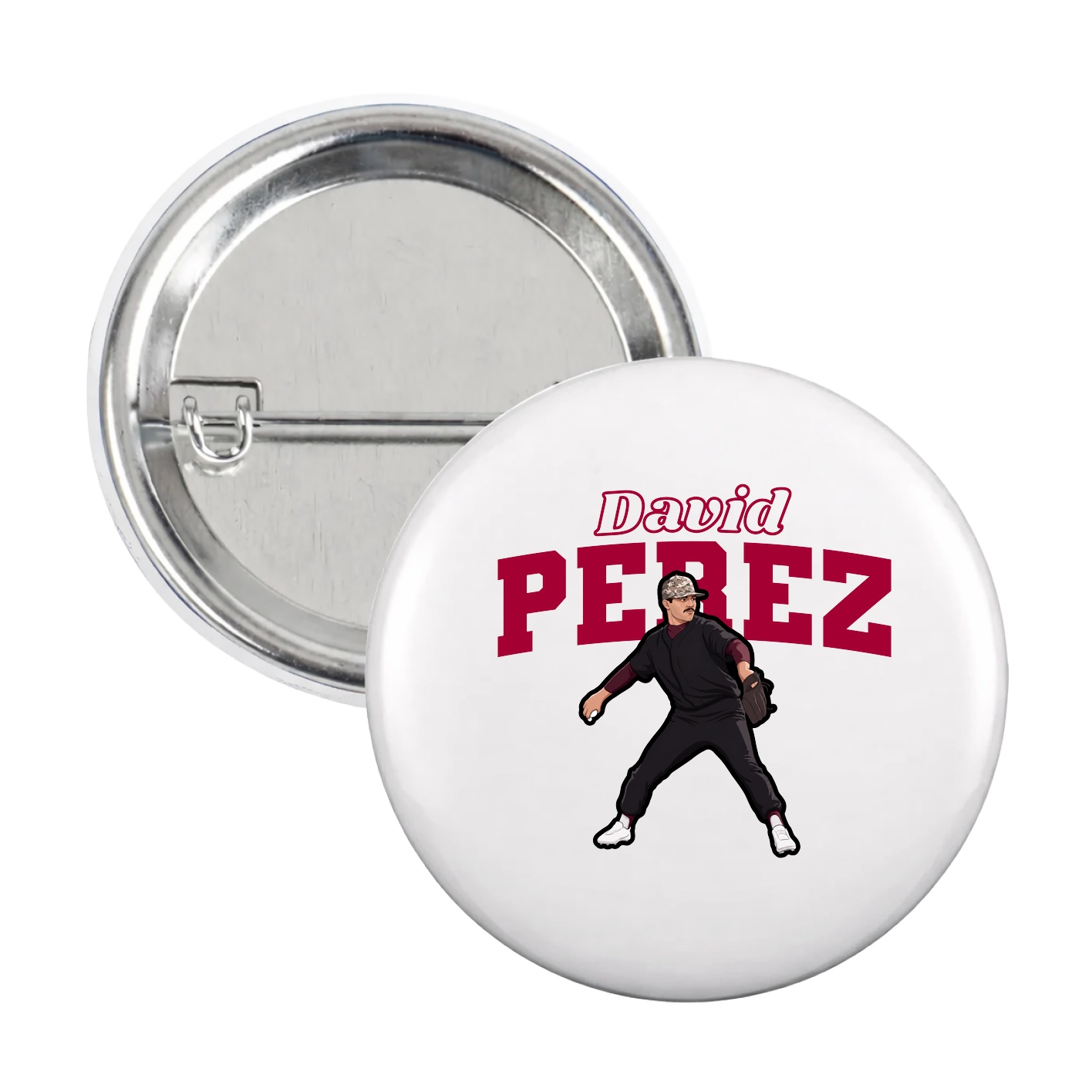 Game Day Button — Name Arch in White