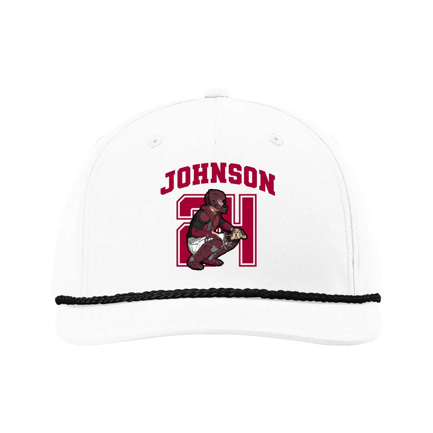 Five-Panel Classic Rope Cap — Number in White