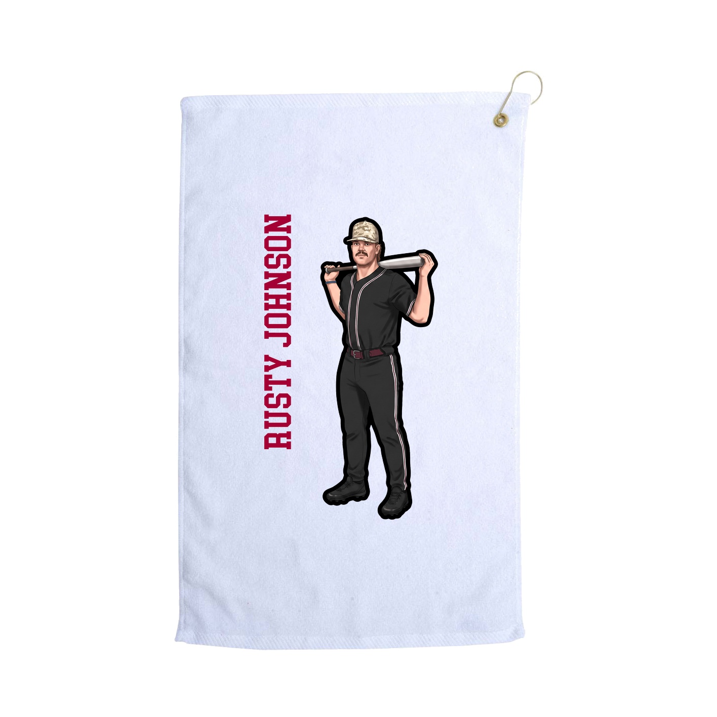 Golf Towel — Name Vertical in White