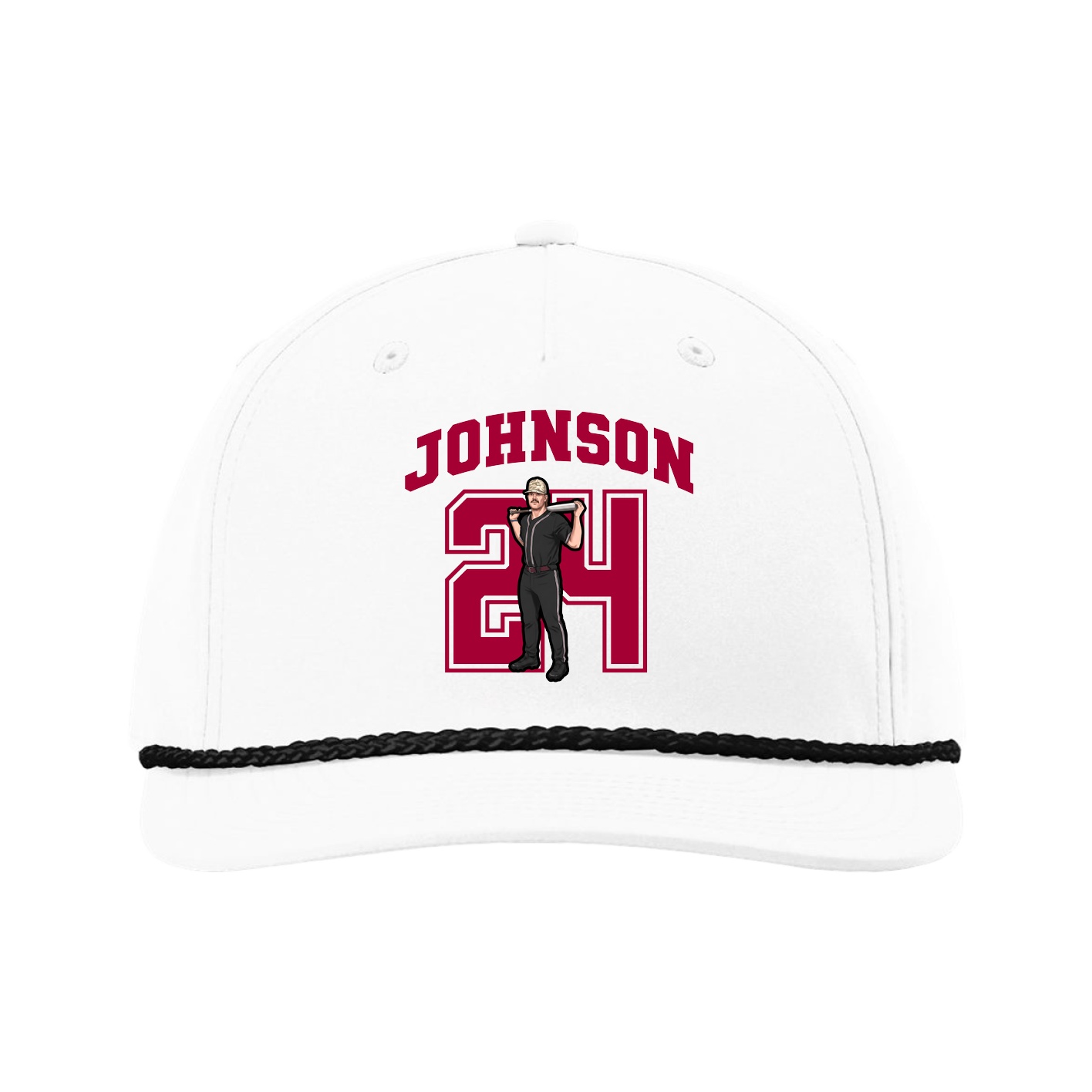Five-Panel Classic Rope Cap — Number in White