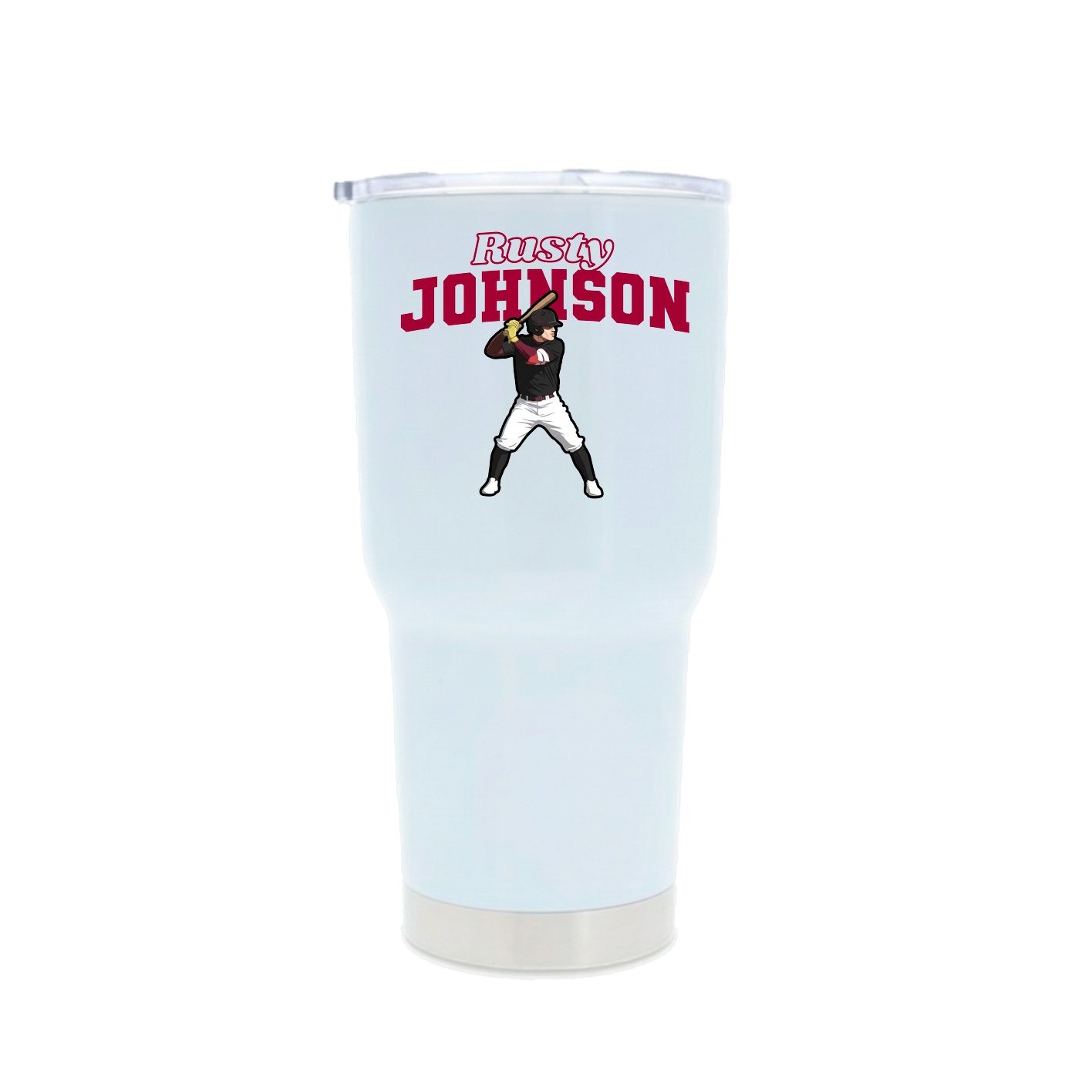 30oz Stainless Steel Tumbler — Name Arch in White