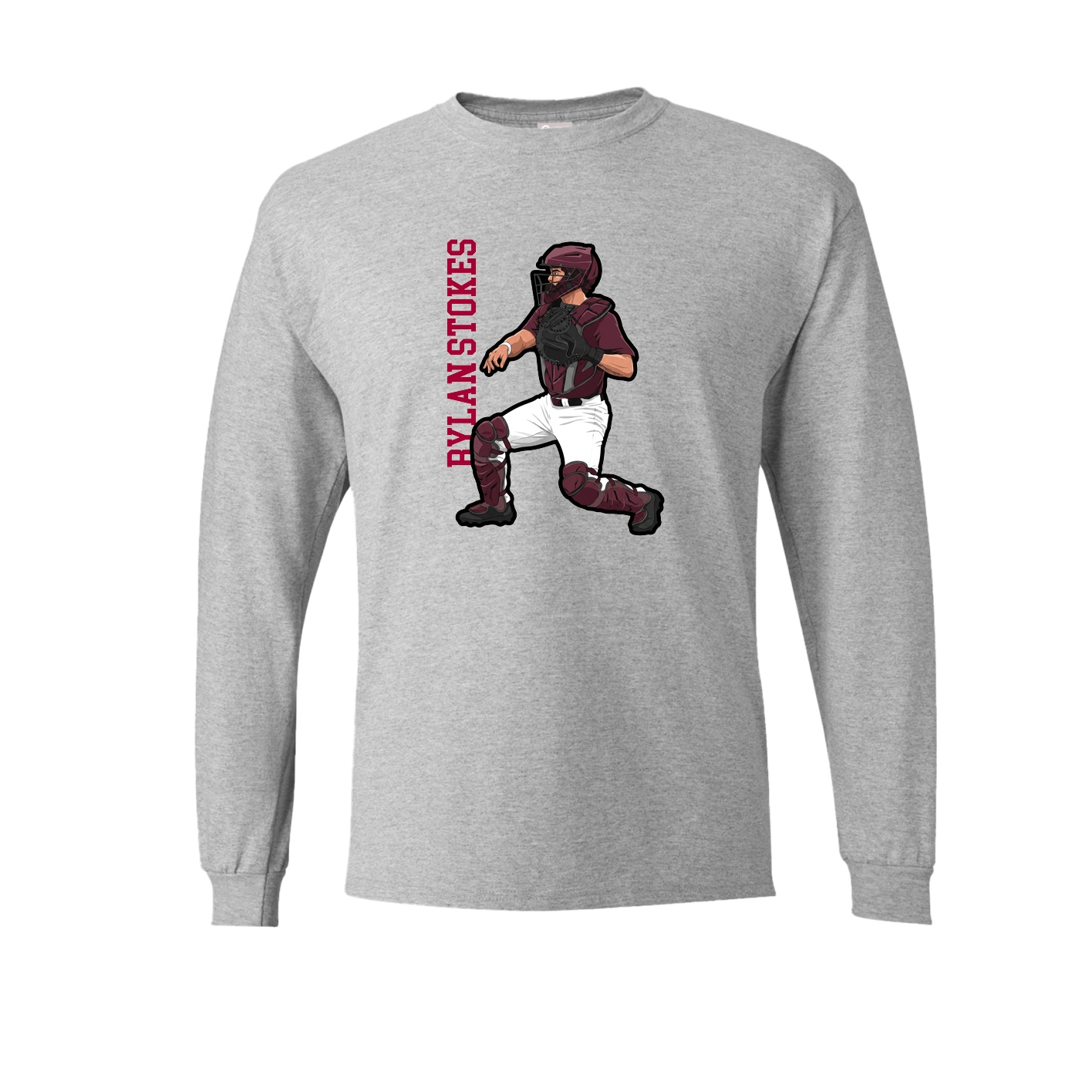 Long Sleeve Tee — Name Vertical in Grey