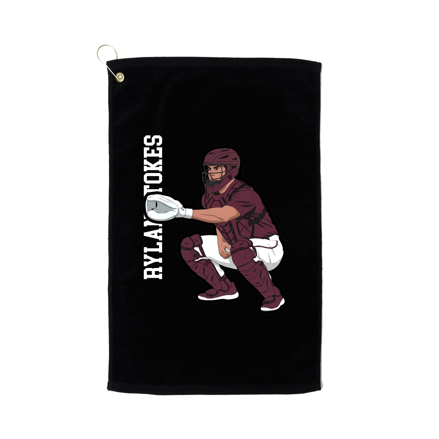 Golf Towel — Name Vertical in Black