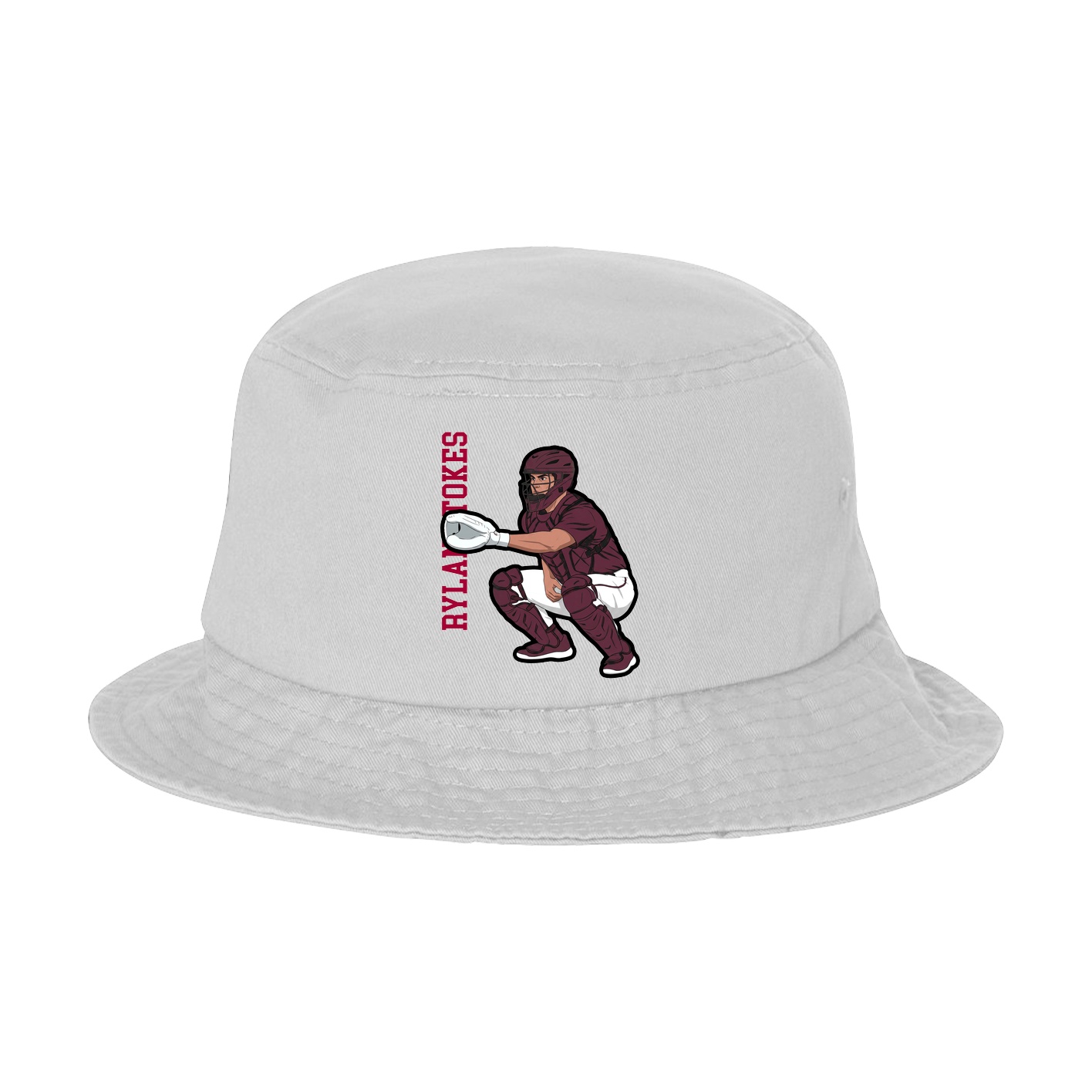 Bucket Cap — Name Vertical in White