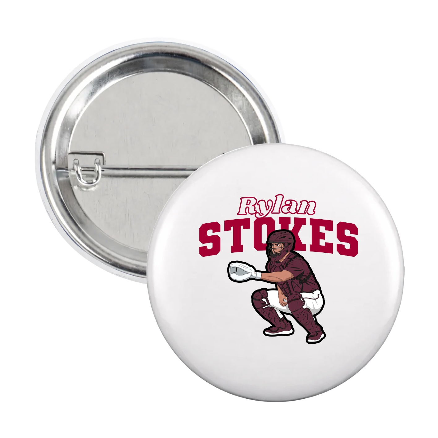 Game Day Button — Name Arch in White