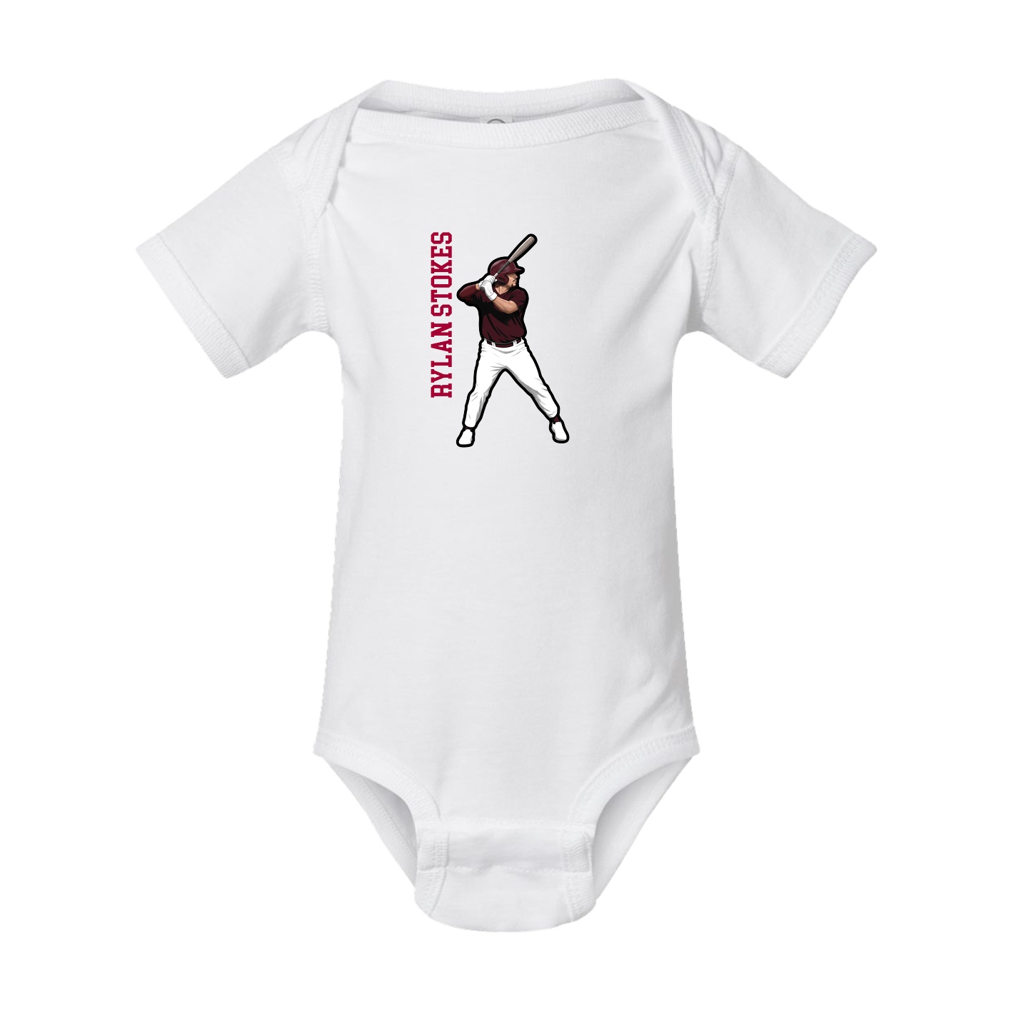 Baby Onesie — Name Vertical in White