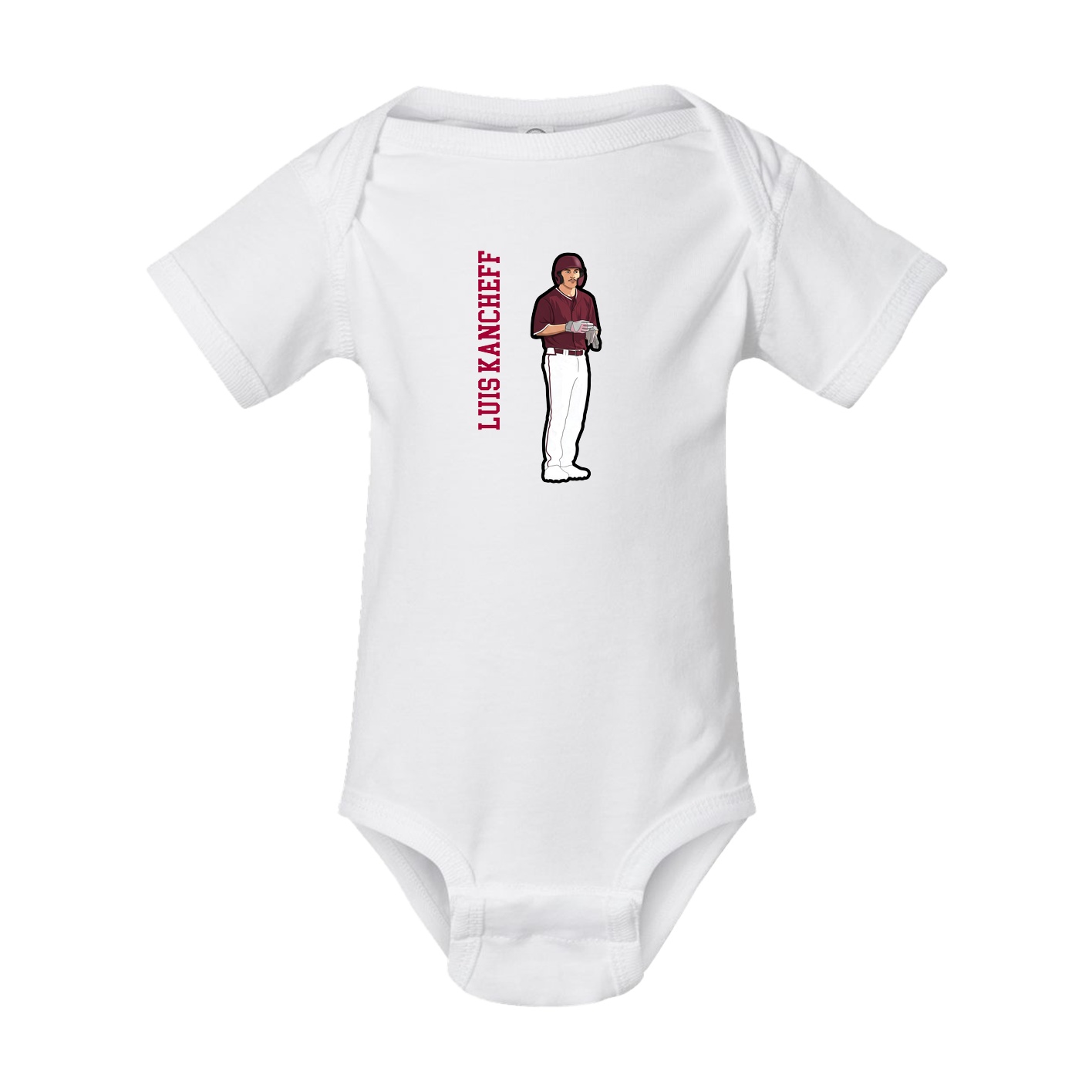 Baby Onesie — Name Vertical in White