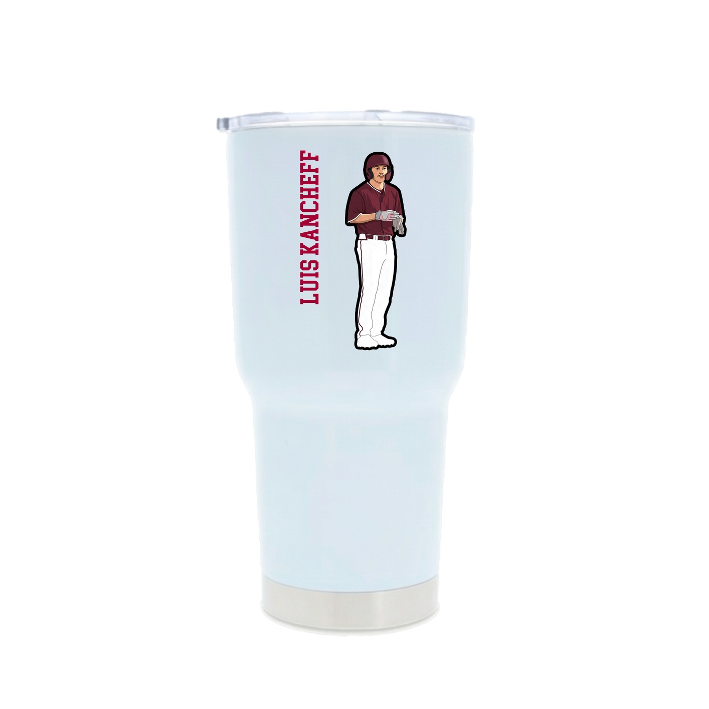 30oz Stainless Steel Tumbler — Name Vertical in White