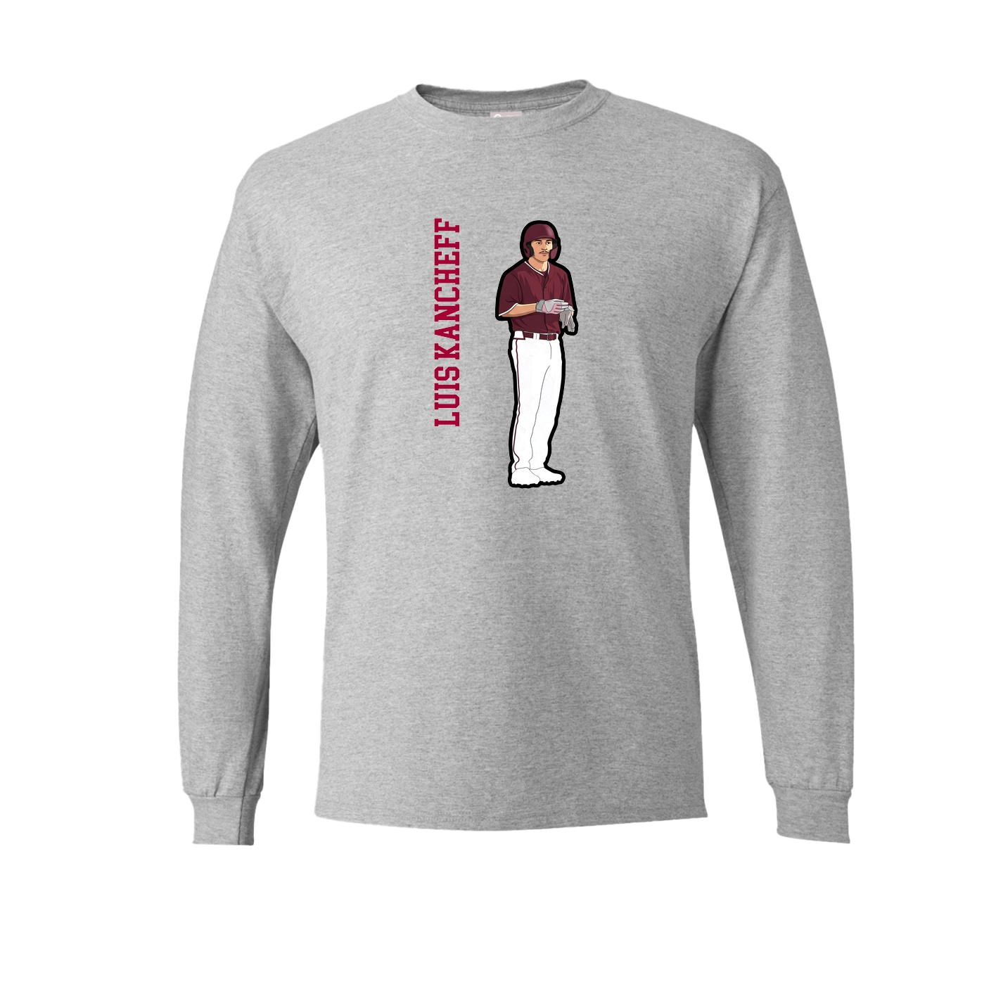 Long Sleeve Tee — Name Vertical in Grey