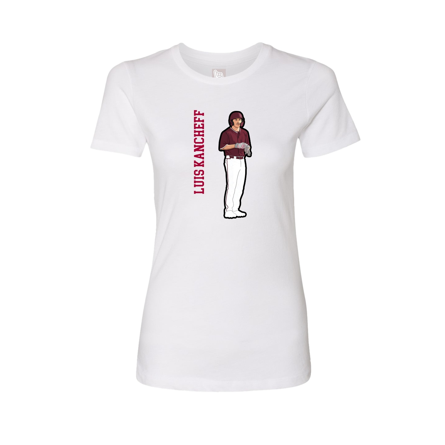 Fitted Women's Tee — Name Vertical in White