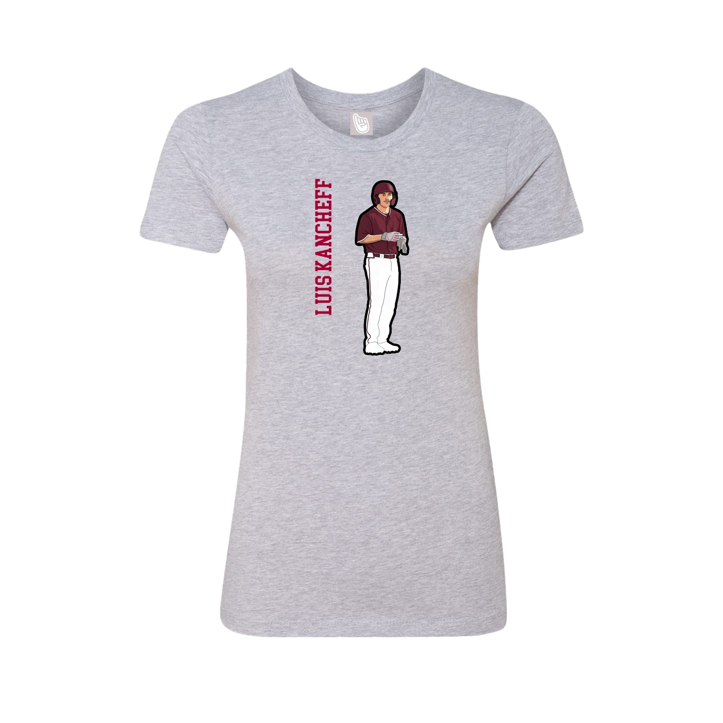 Fitted Women's Tee — Name Vertical in Grey
