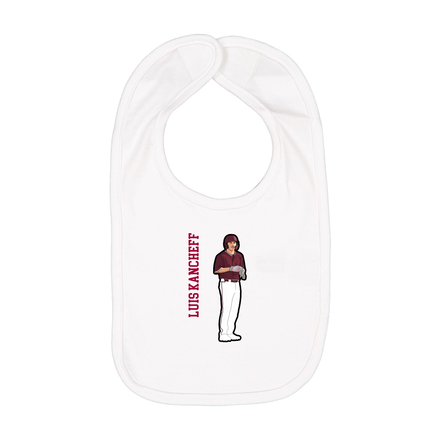 Infant Bib — Name Vertical in White
