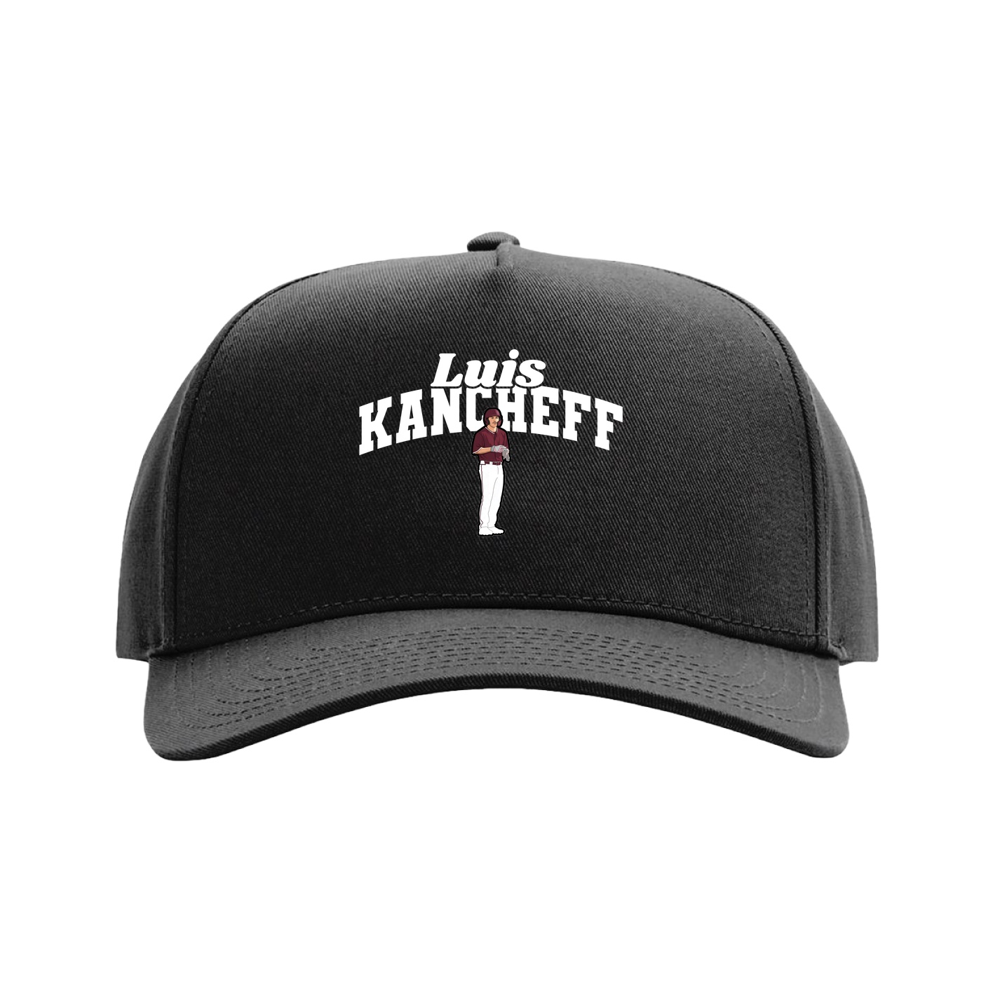 Full Fabric Five-Panel Champ Cap — Signature Arch in Black