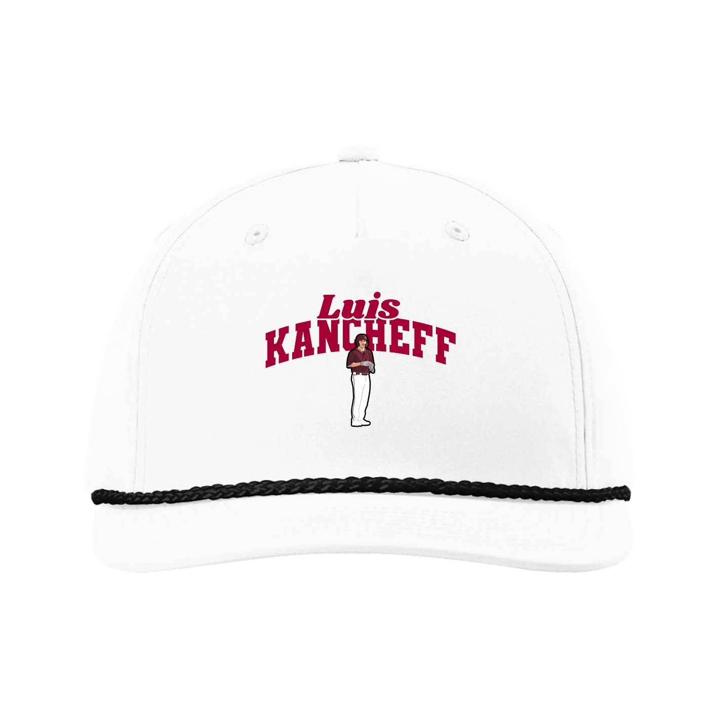 Five-Panel Classic Rope Cap — Signature Arch in White