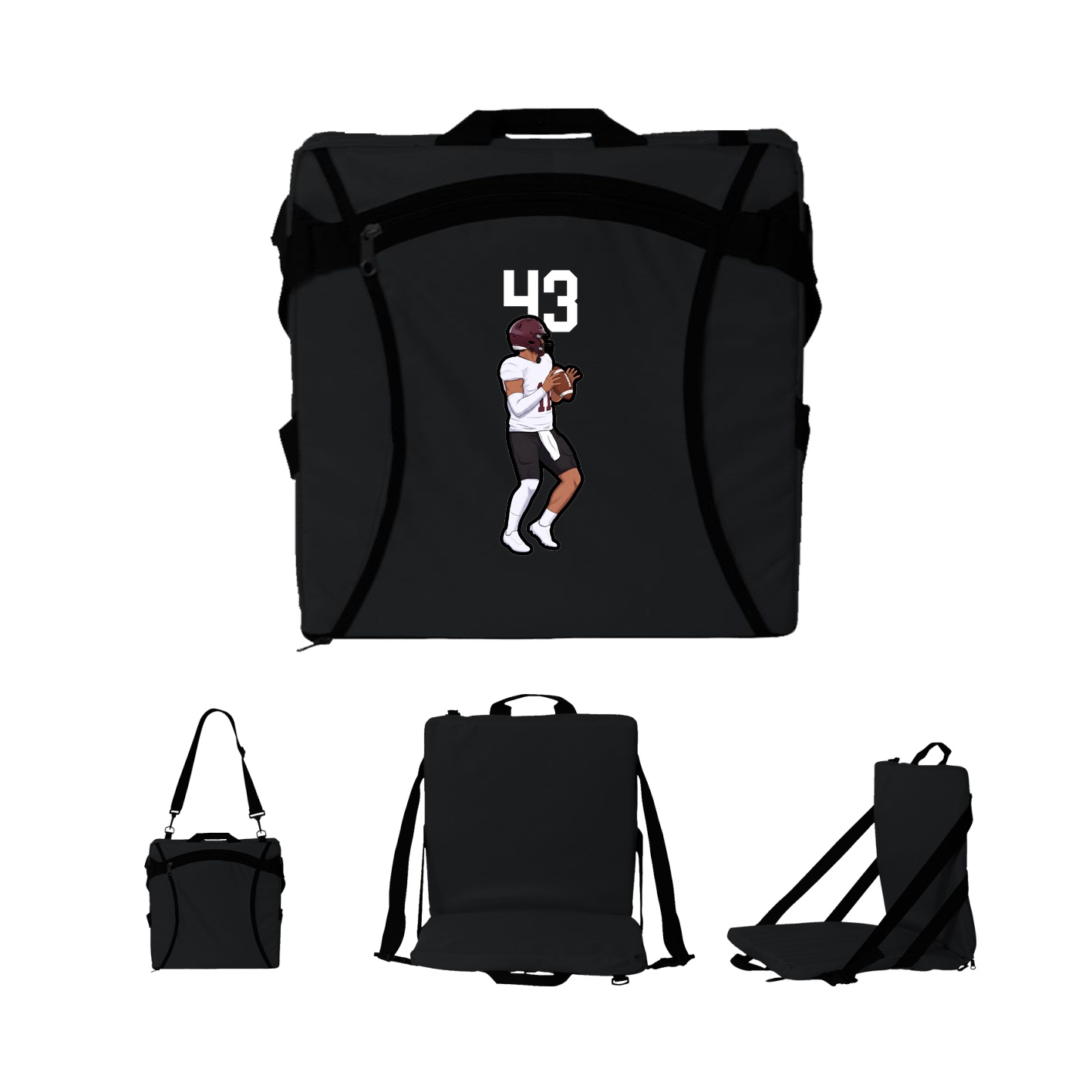 Folding Stadium Seat — Number Top in Black