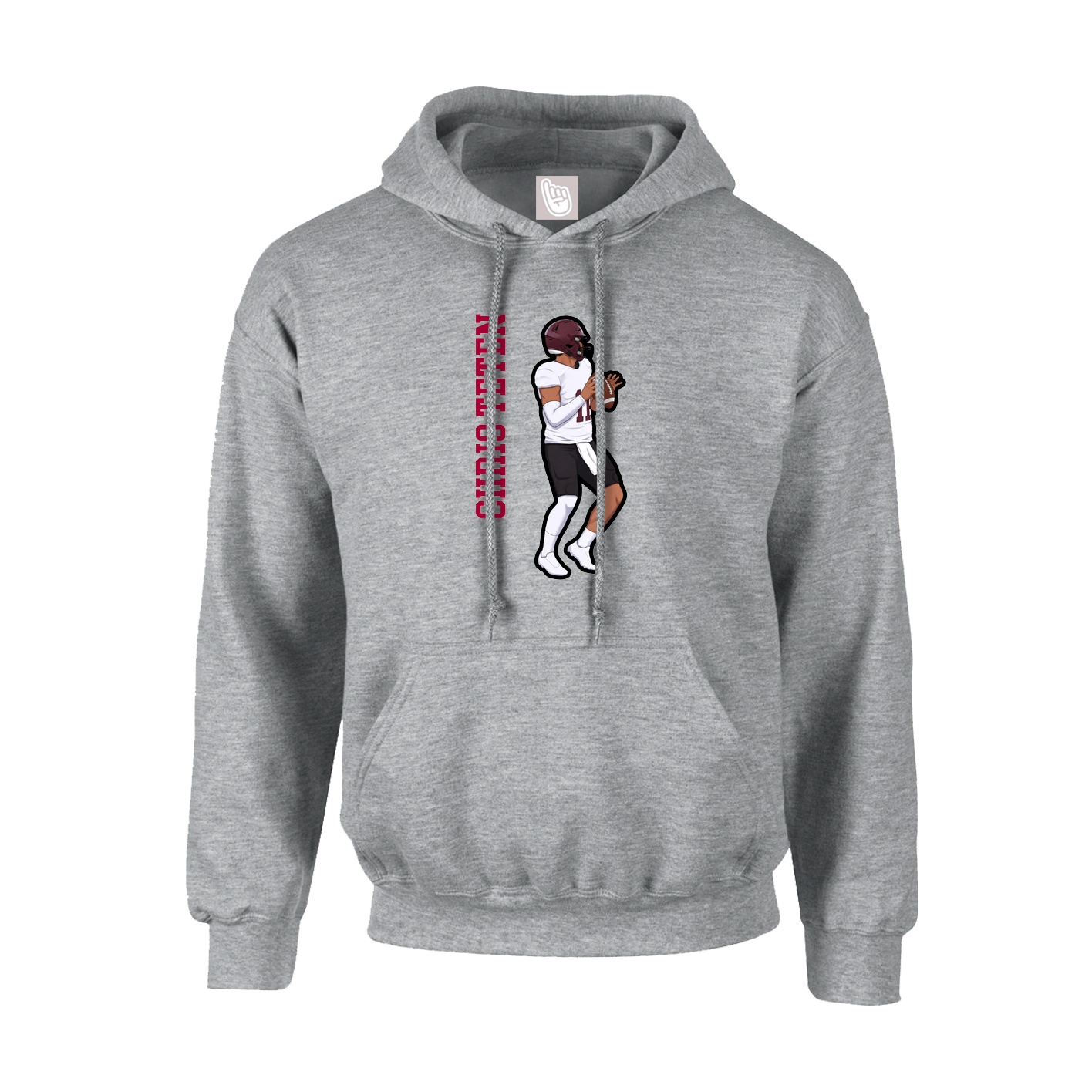 Hoodie — Name Vertical in Grey
