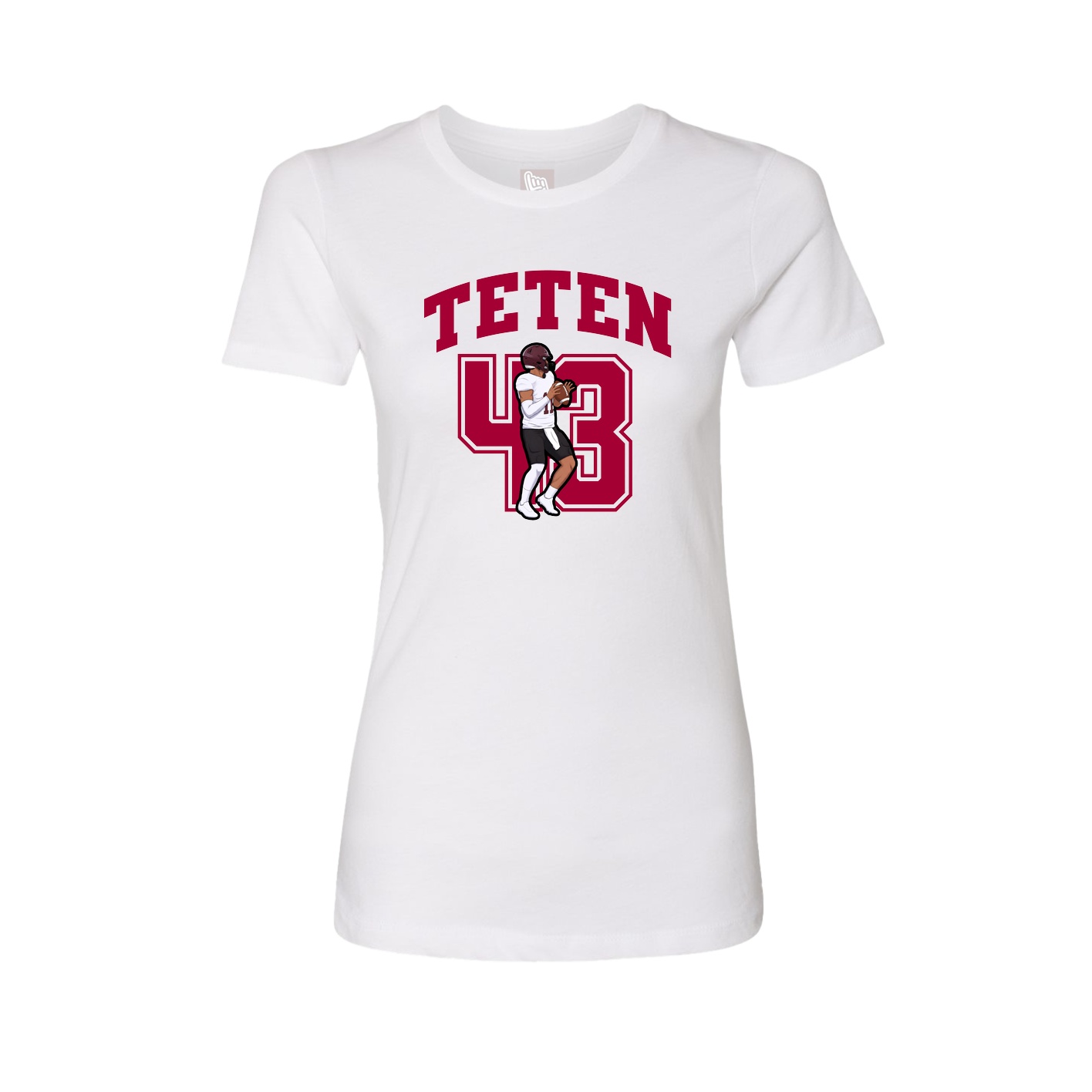 Fitted Women's Tee — Number in White