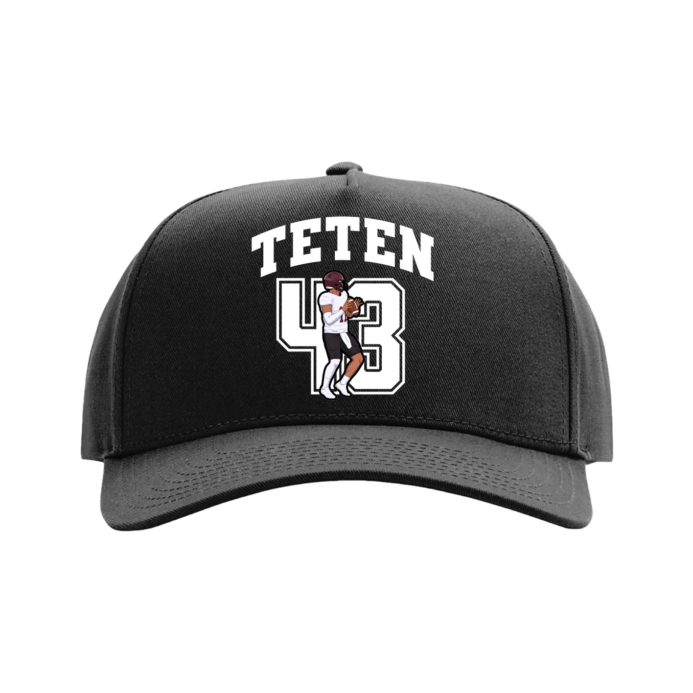 Full Fabric Five-Panel Champ Cap — Number in Black