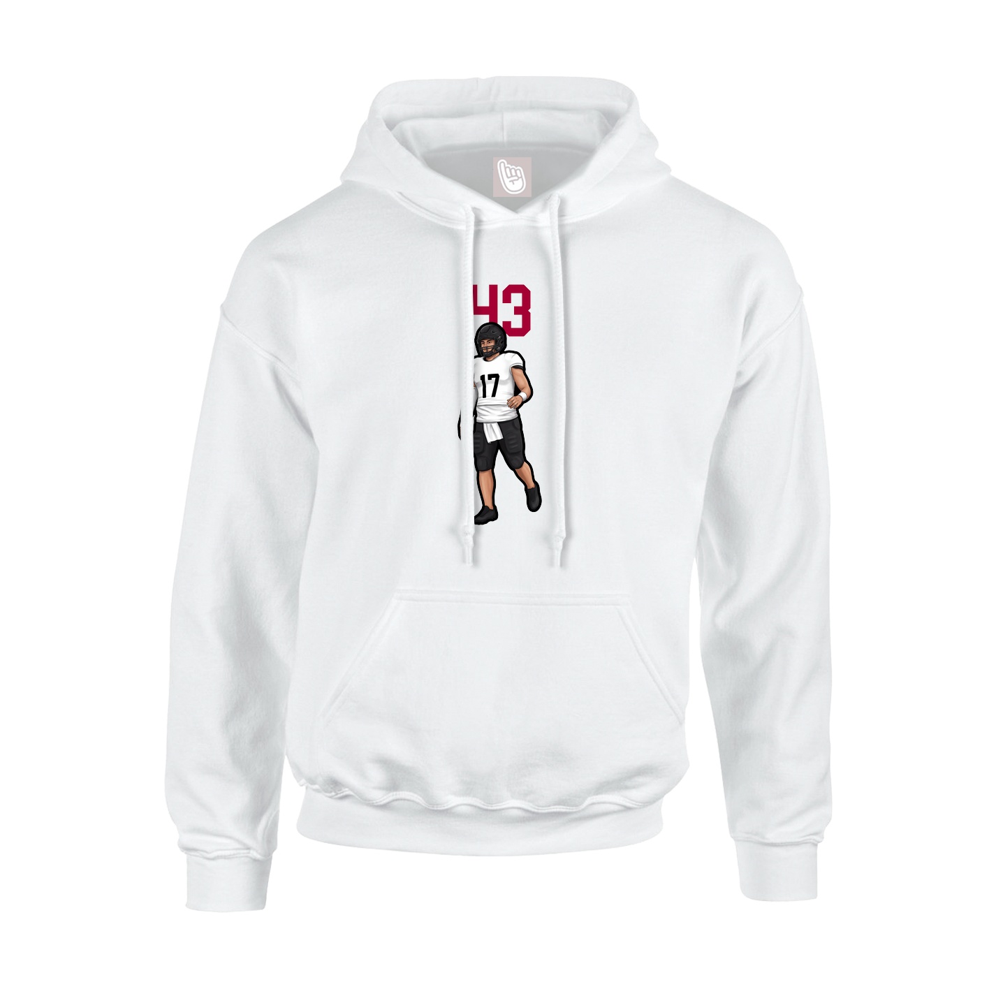 Youth Hoodie — Number Top in White