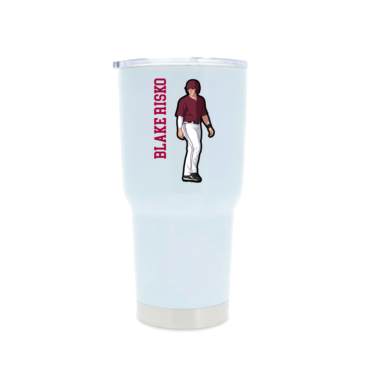 30oz Stainless Steel Tumbler — Name Vertical in White
