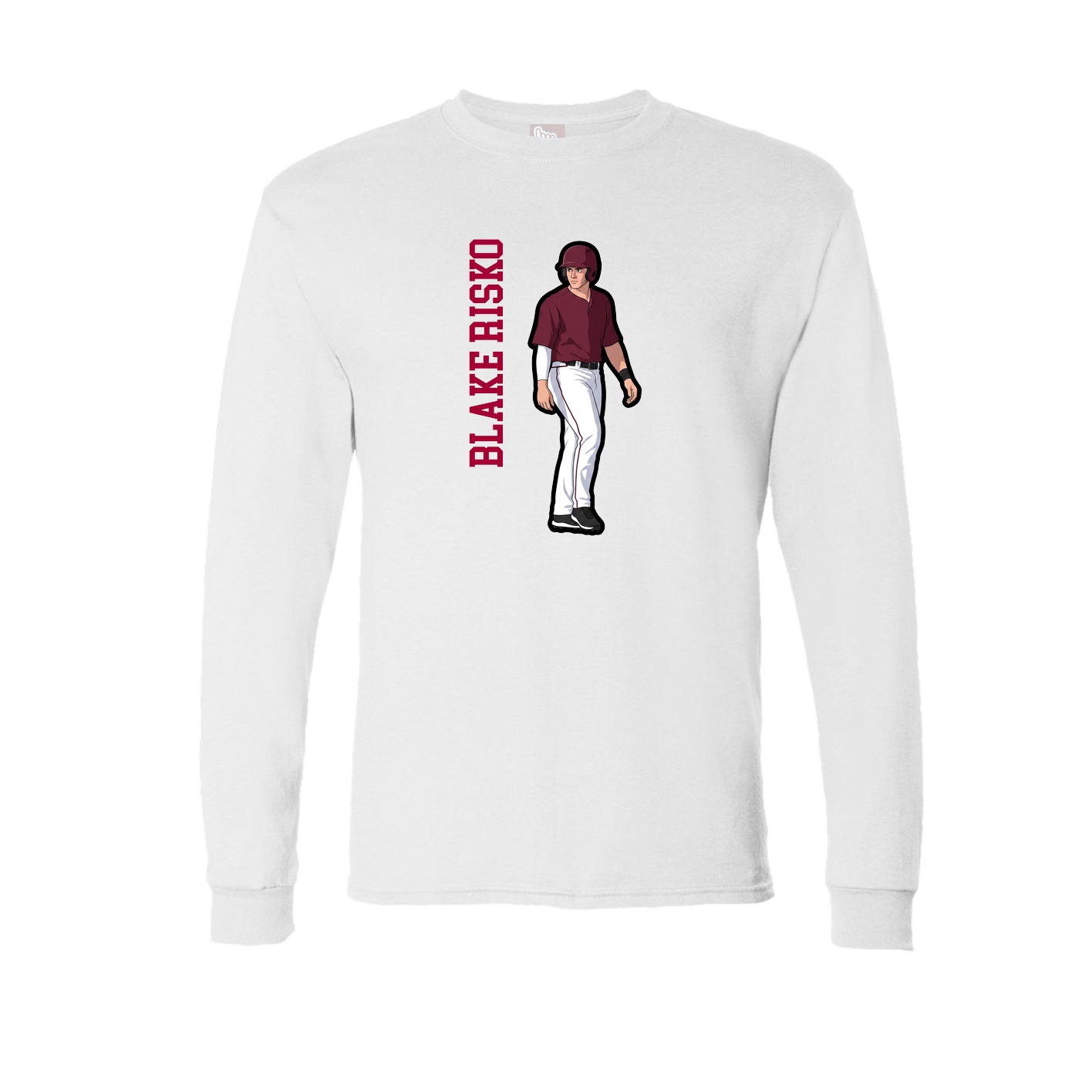 Long Sleeve Tee — Name Vertical in White