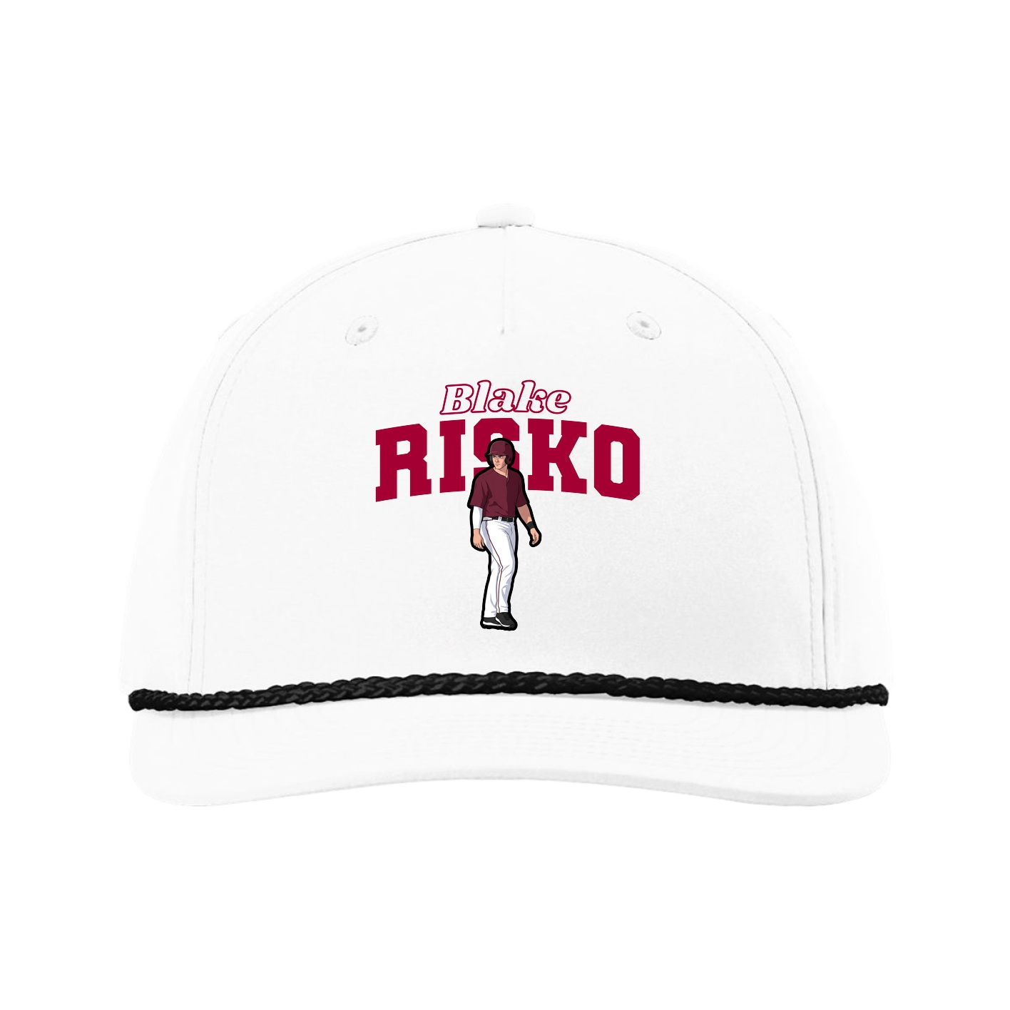 Five-Panel Classic Rope Cap — Name Arch in White