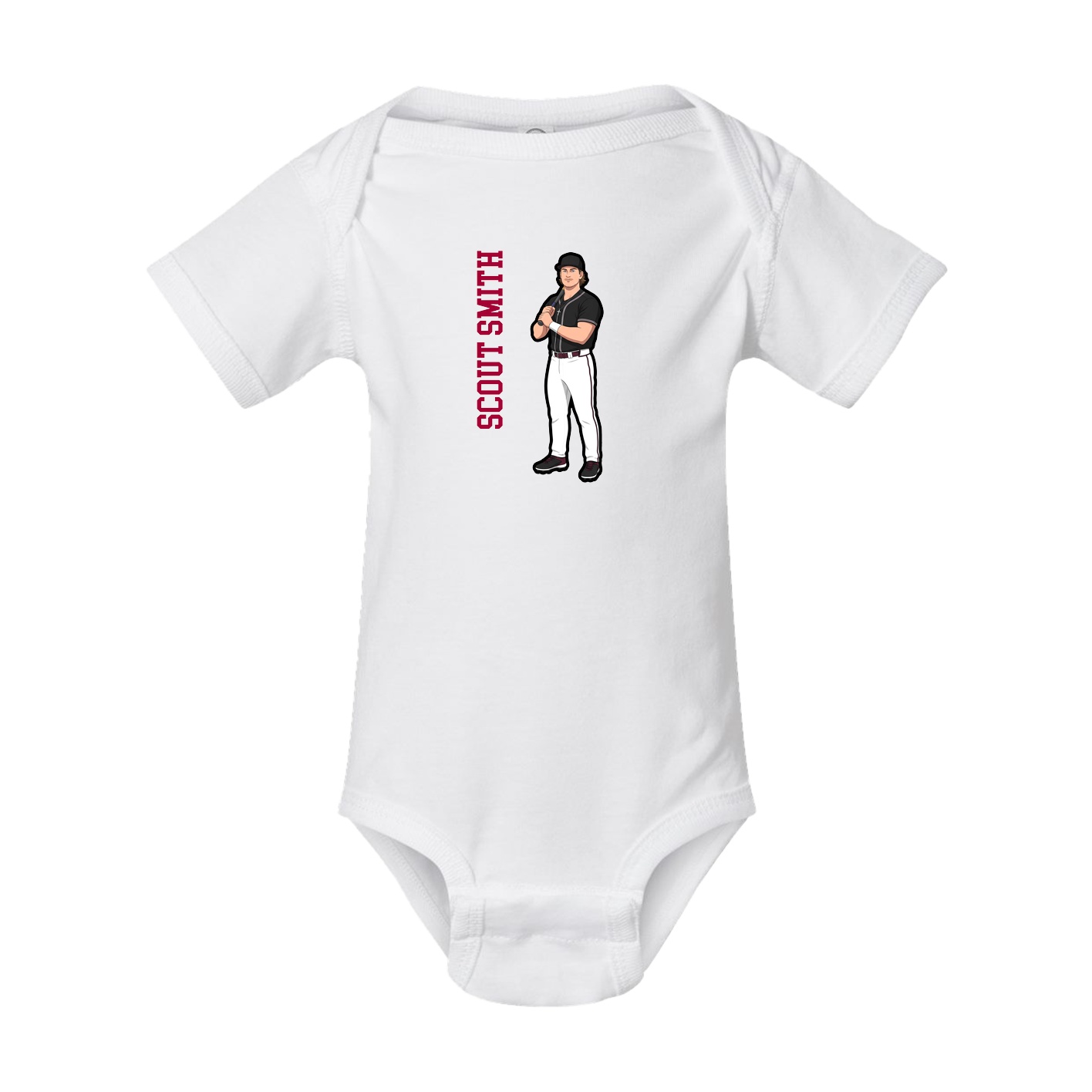 Baby Onesie — Name Vertical in White
