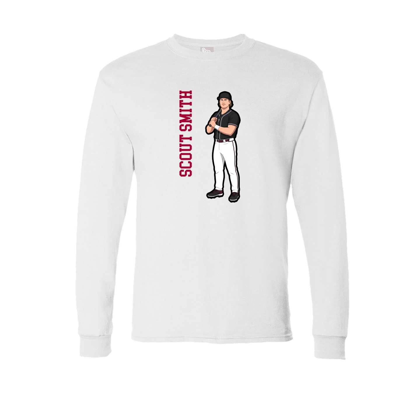 Long Sleeve Tee — Name Vertical in White