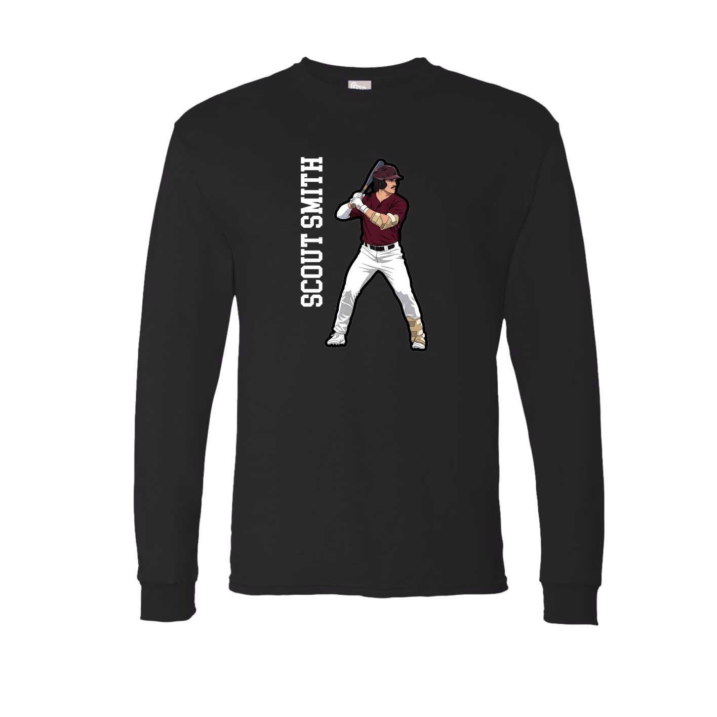 Long Sleeve Tee — Name Vertical in Black