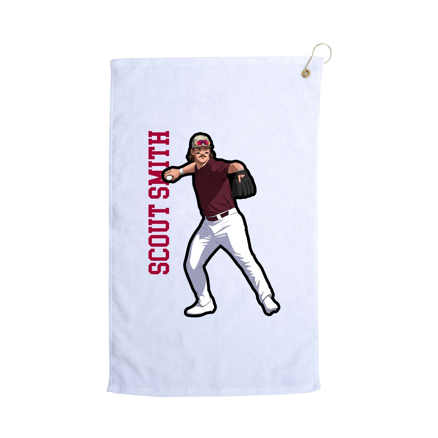 Golf Towel — Name Vertical in White