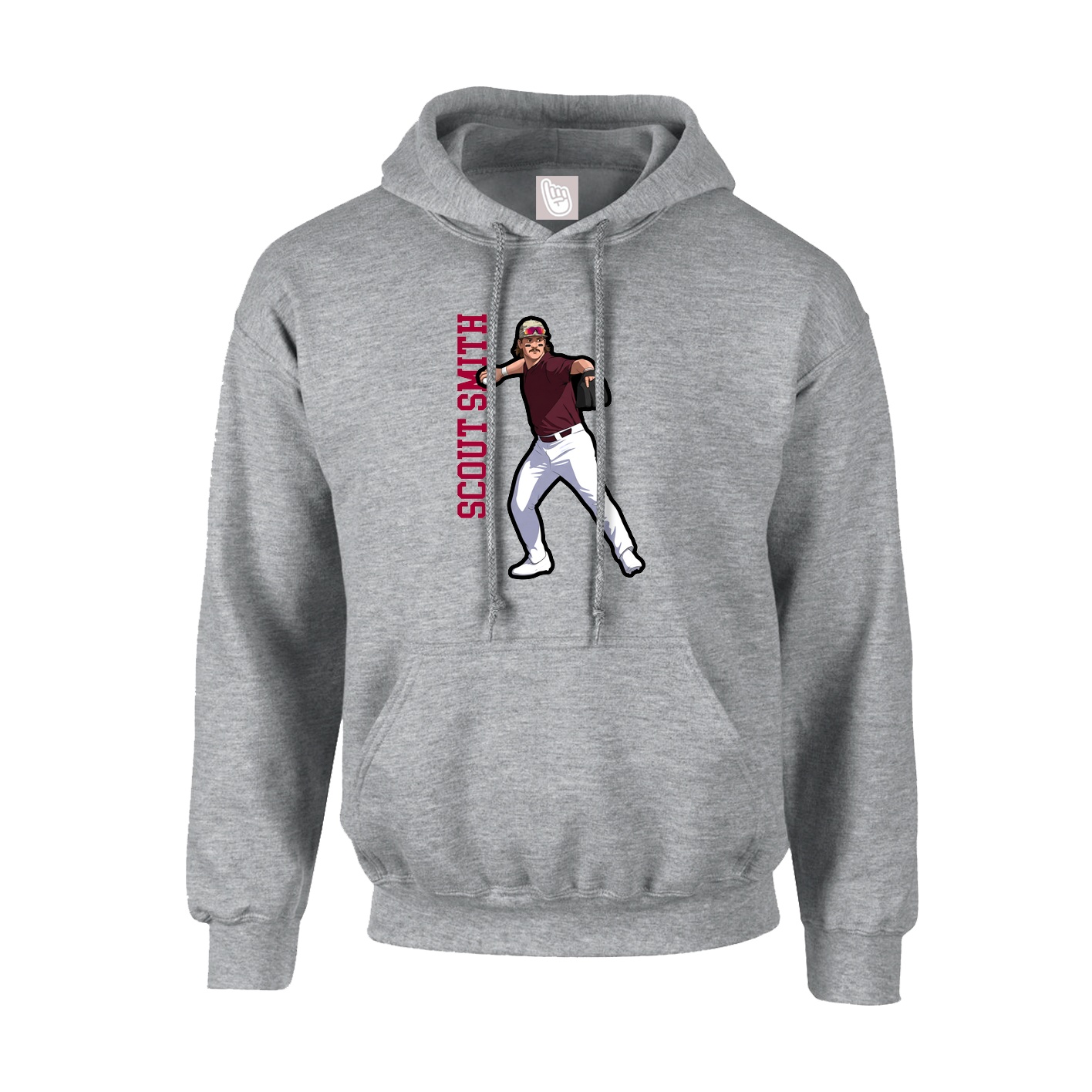 Hoodie — Name Vertical in Grey