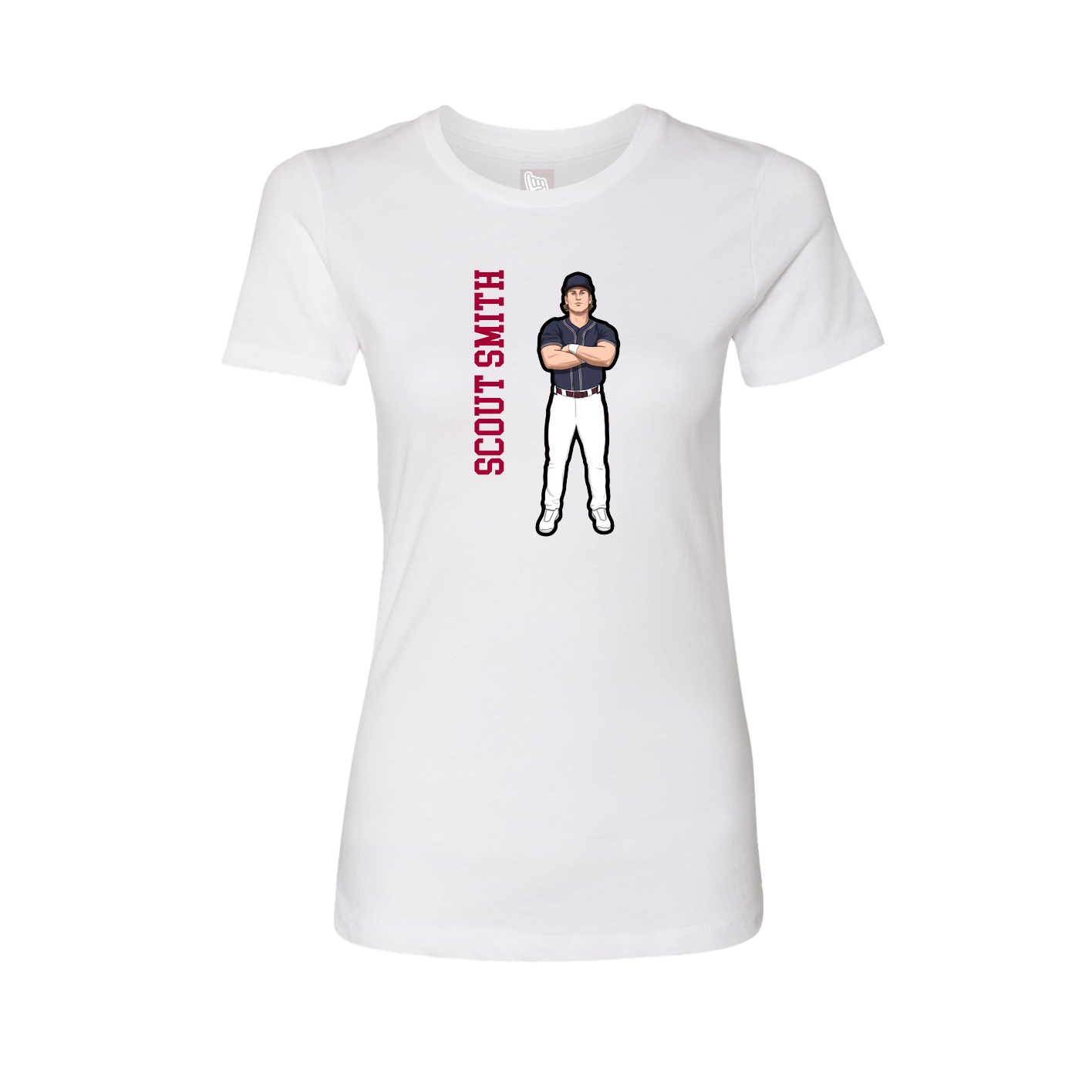 Fitted Women's Tee — Name Vertical in White