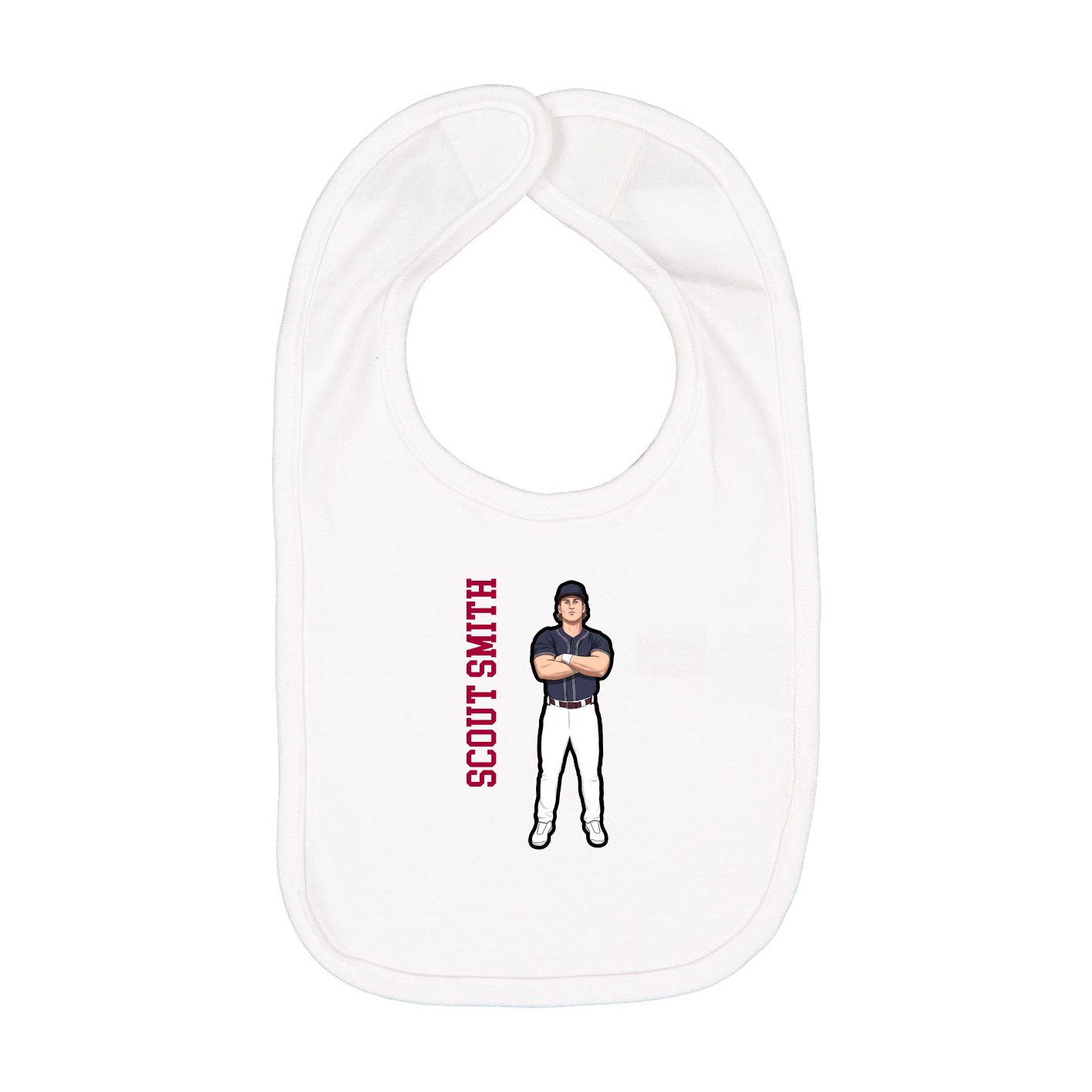 Infant Bib — Name Vertical in White