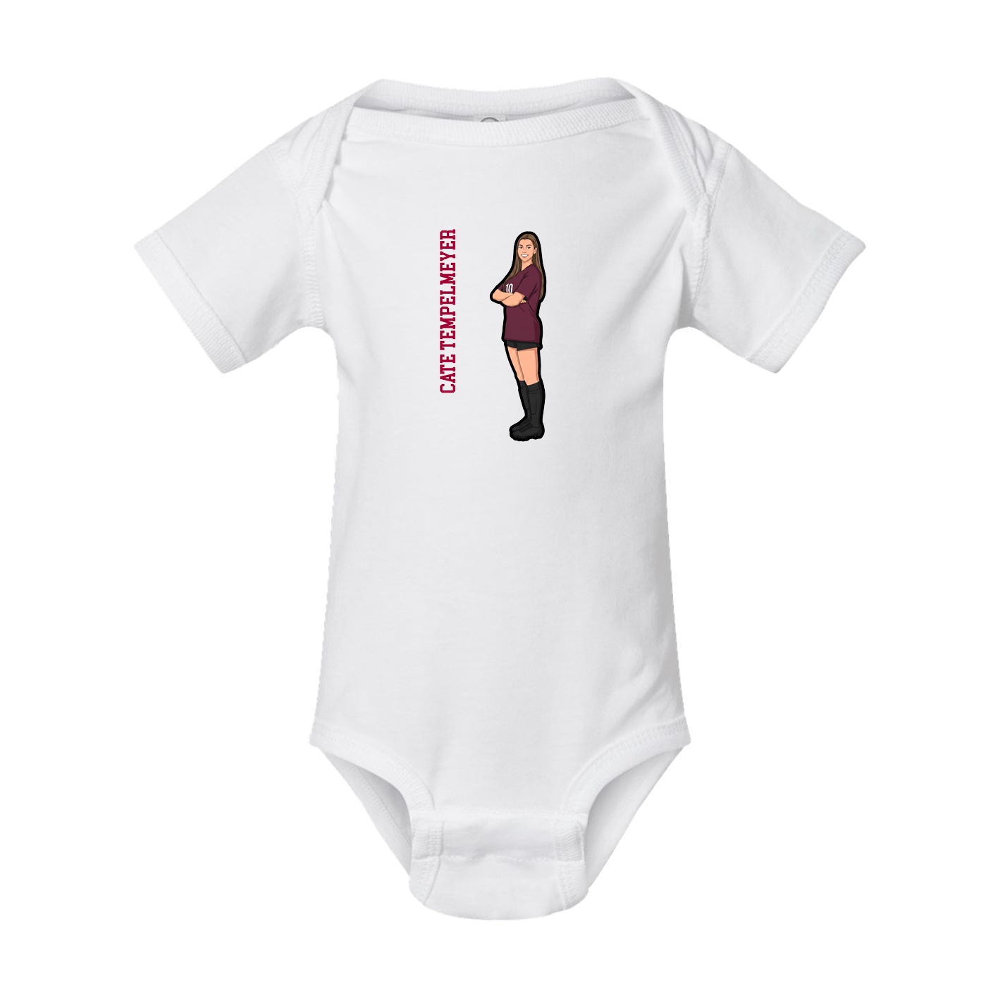 Baby Onesie — Name Vertical in White