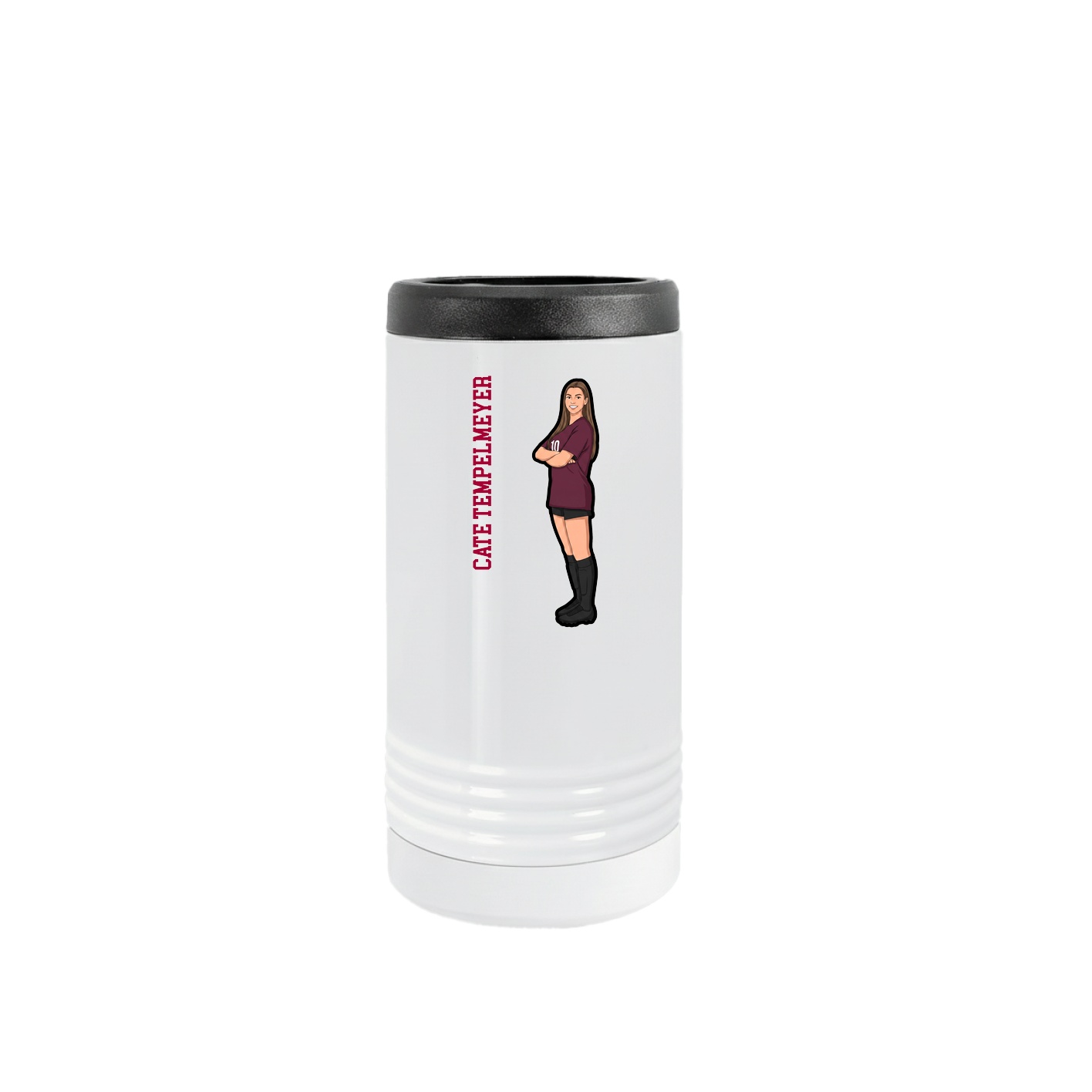 Slim Beverage Holder — Name Vertical in White